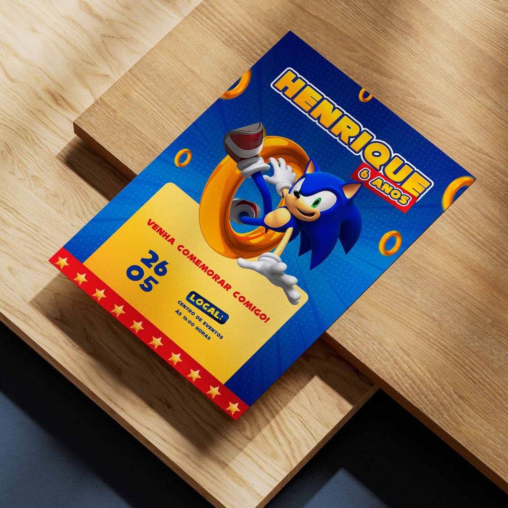 Invitación digital de cumpleaños de Sonic