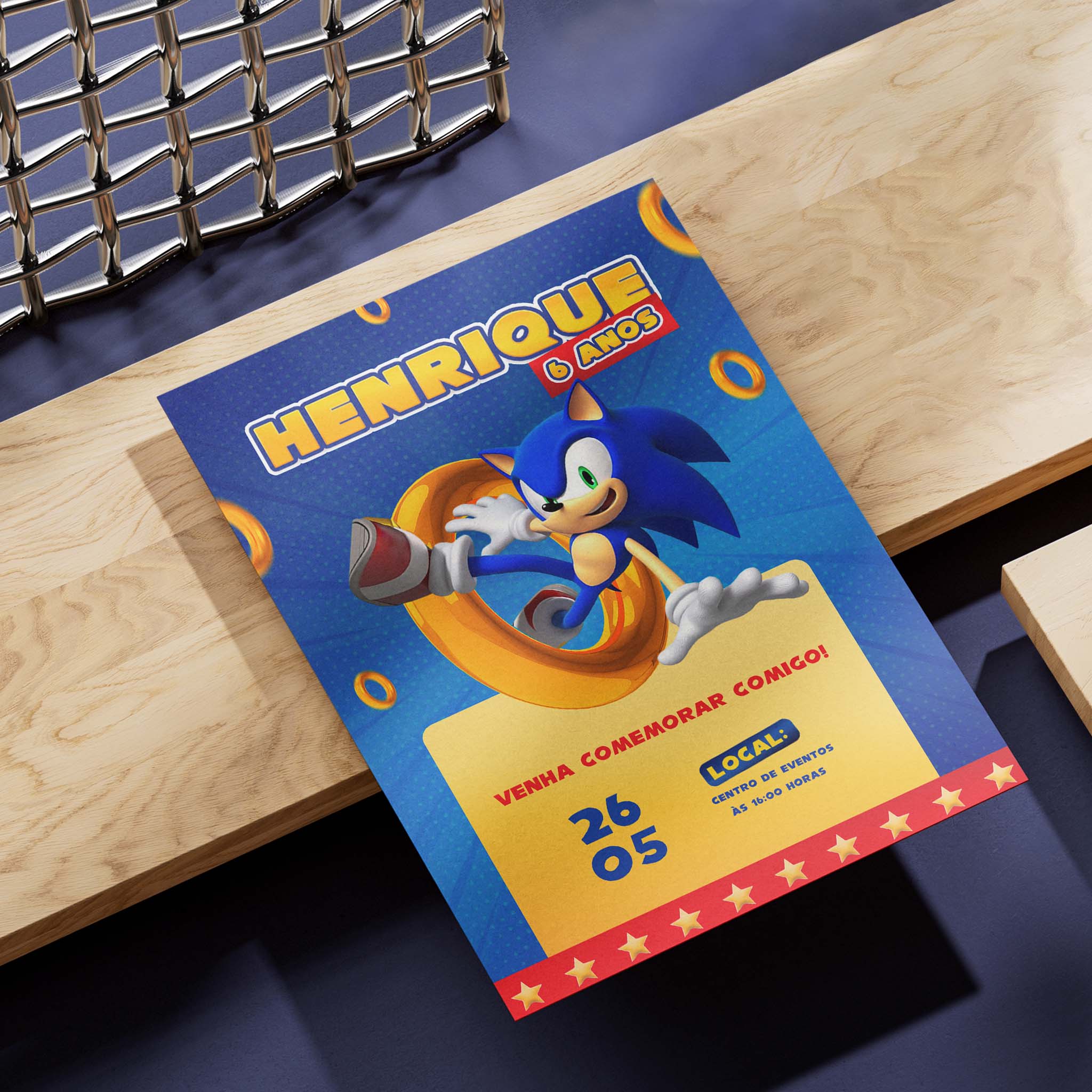 Invitación digital de cumpleaños de Sonic