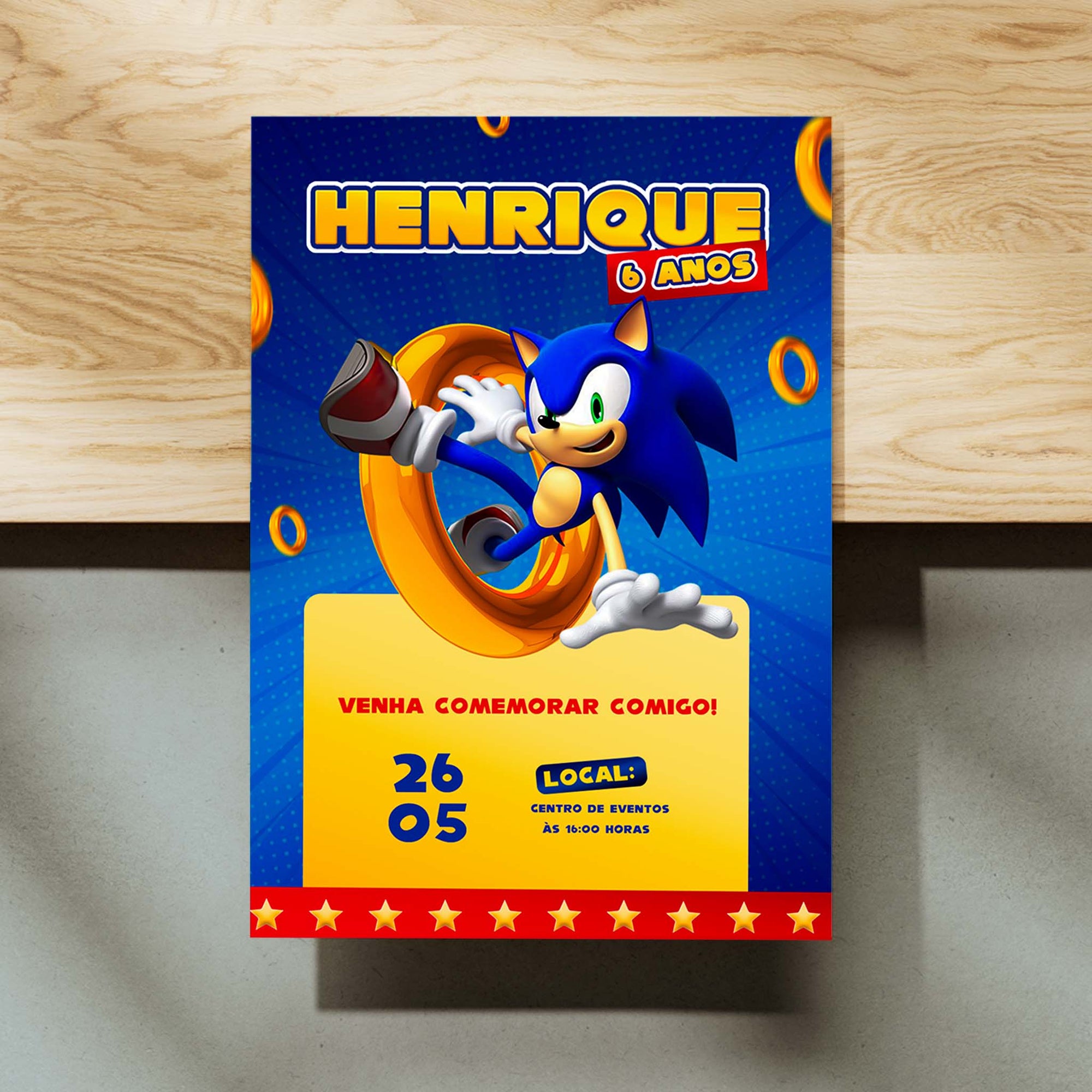 Convite Digital Aniversário Sonic