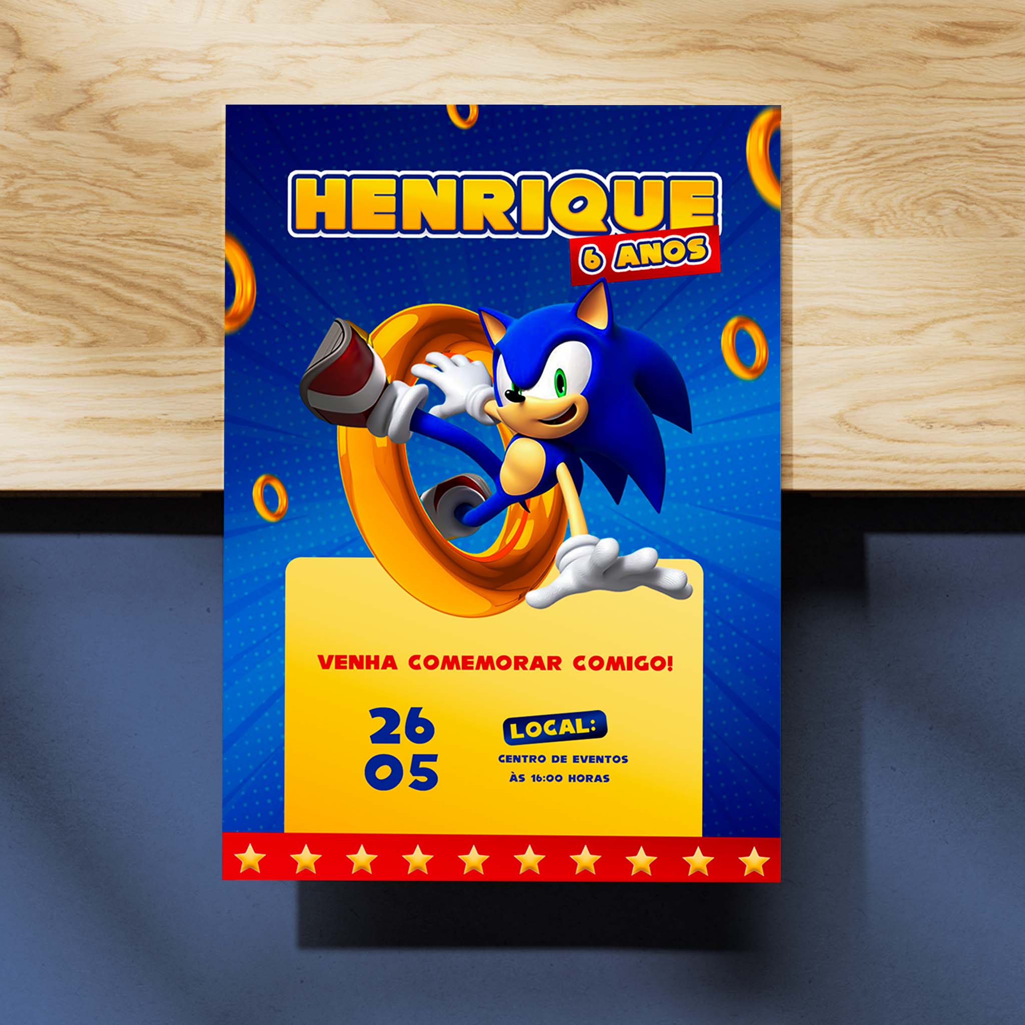 Invitación digital de cumpleaños de Sonic