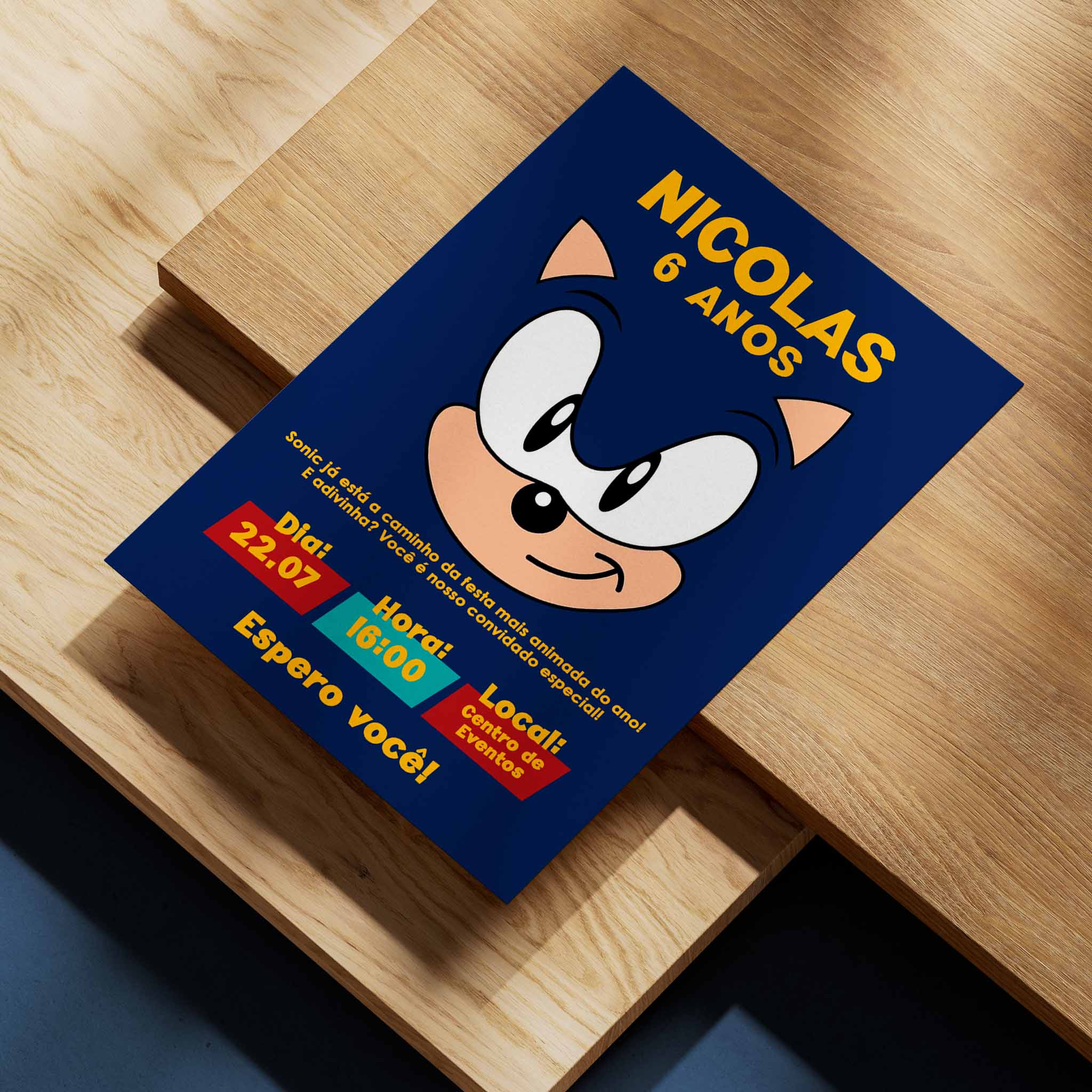 Invitación digital de cumpleaños de Sonic