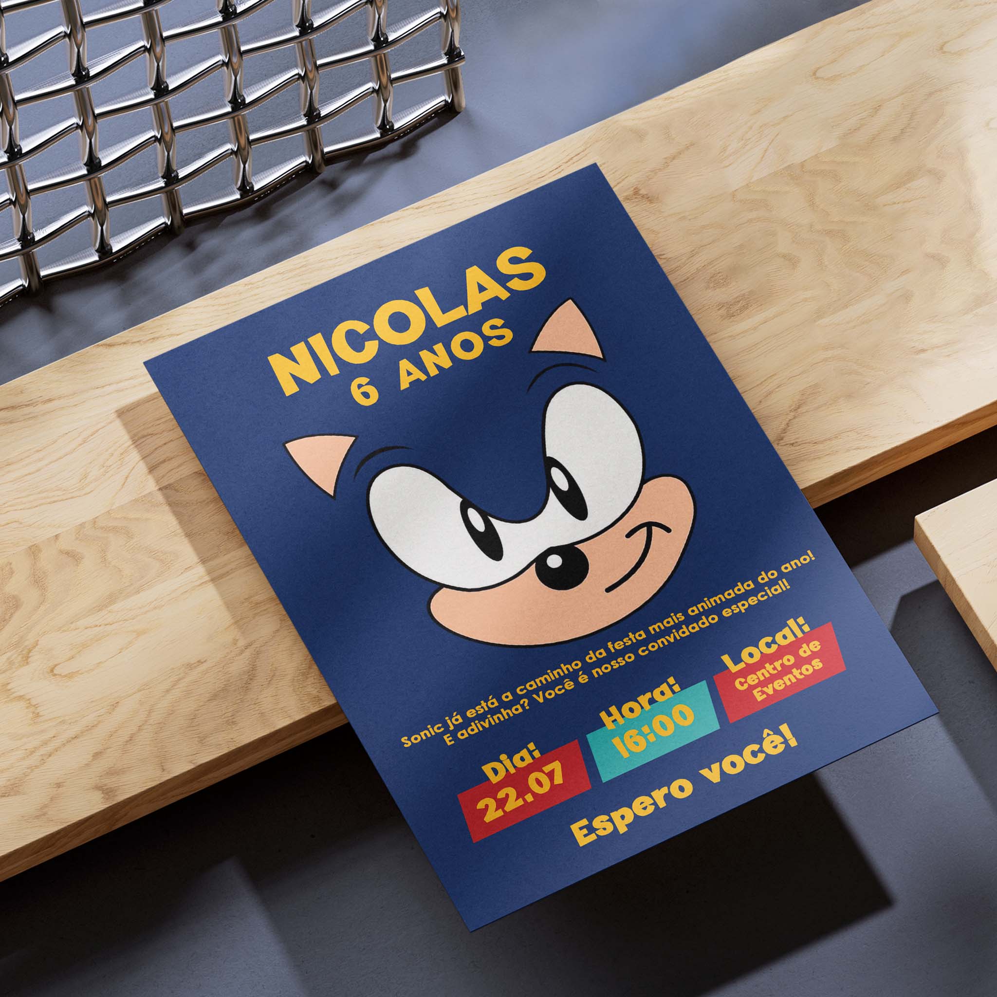 Invitación digital de cumpleaños de Sonic