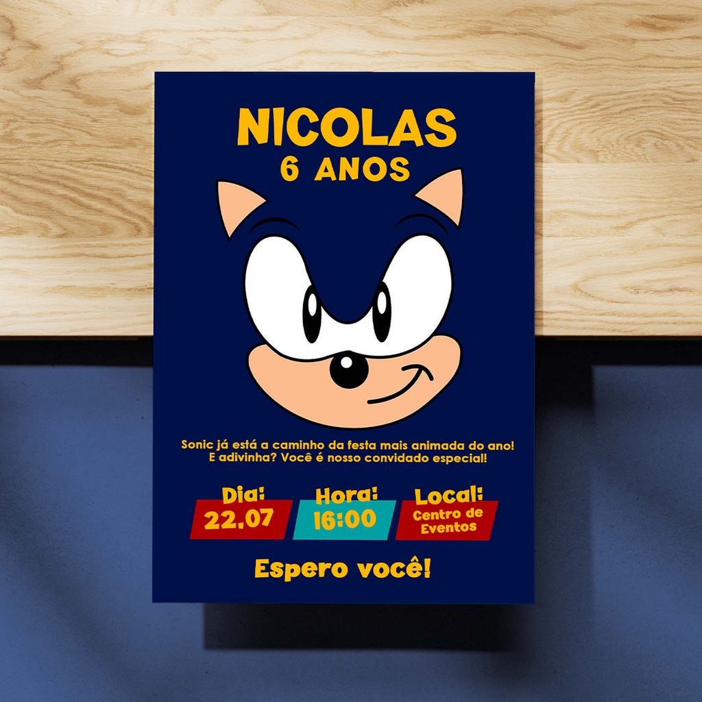 Convite Digital Aniversário Sonic