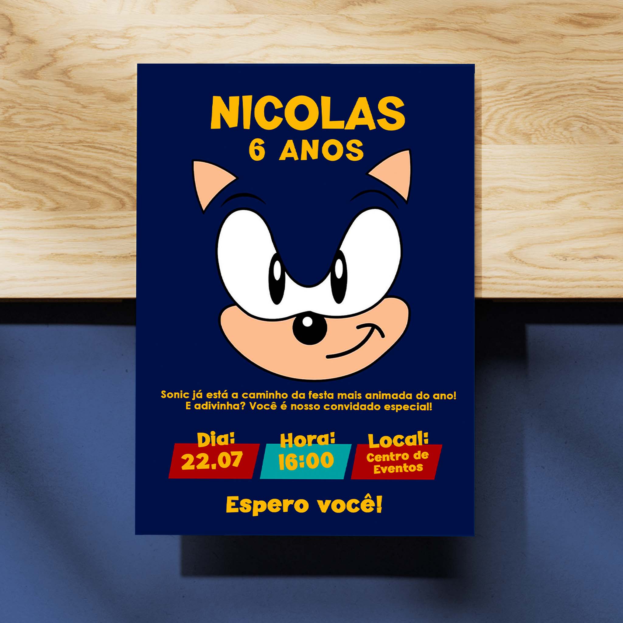 Invitación digital de cumpleaños de Sonic