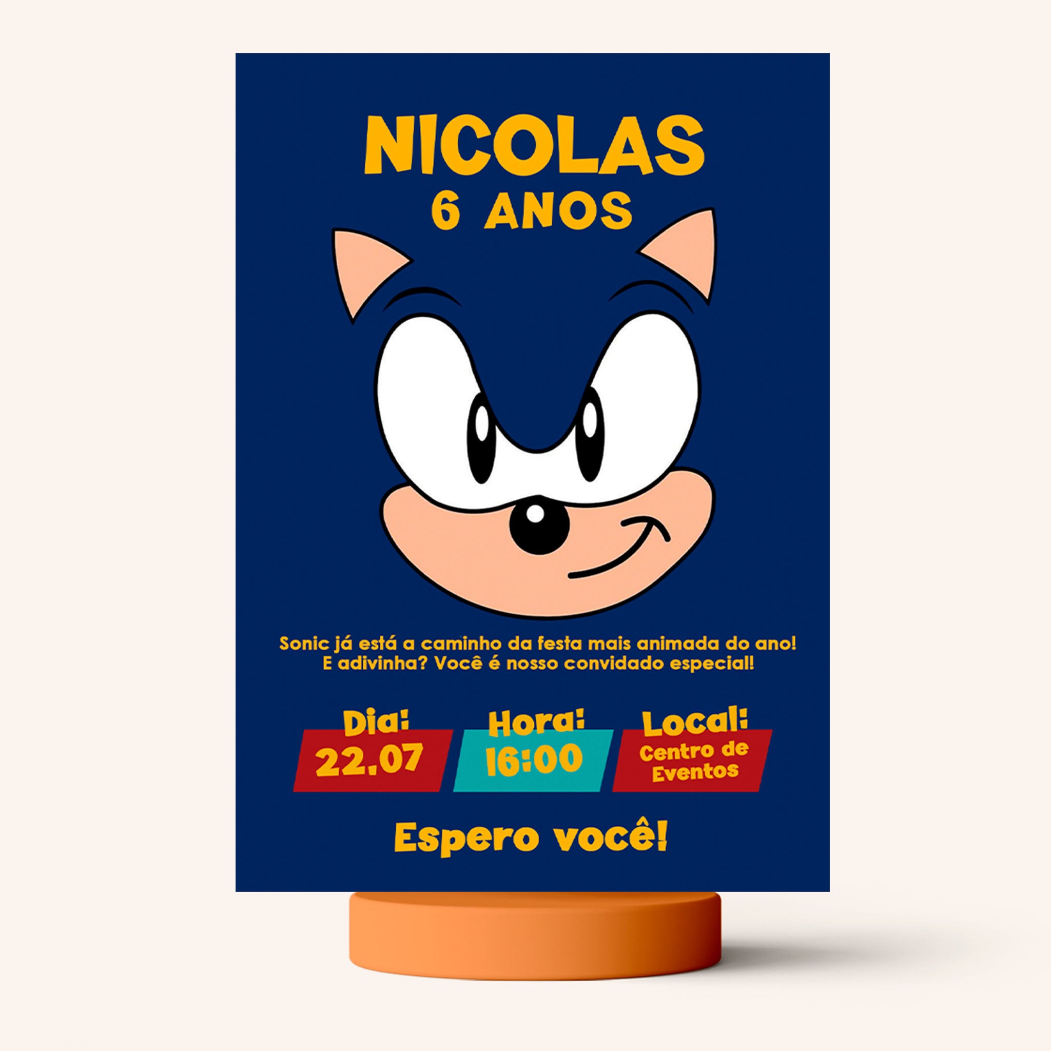 Invitación digital de cumpleaños de Sonic