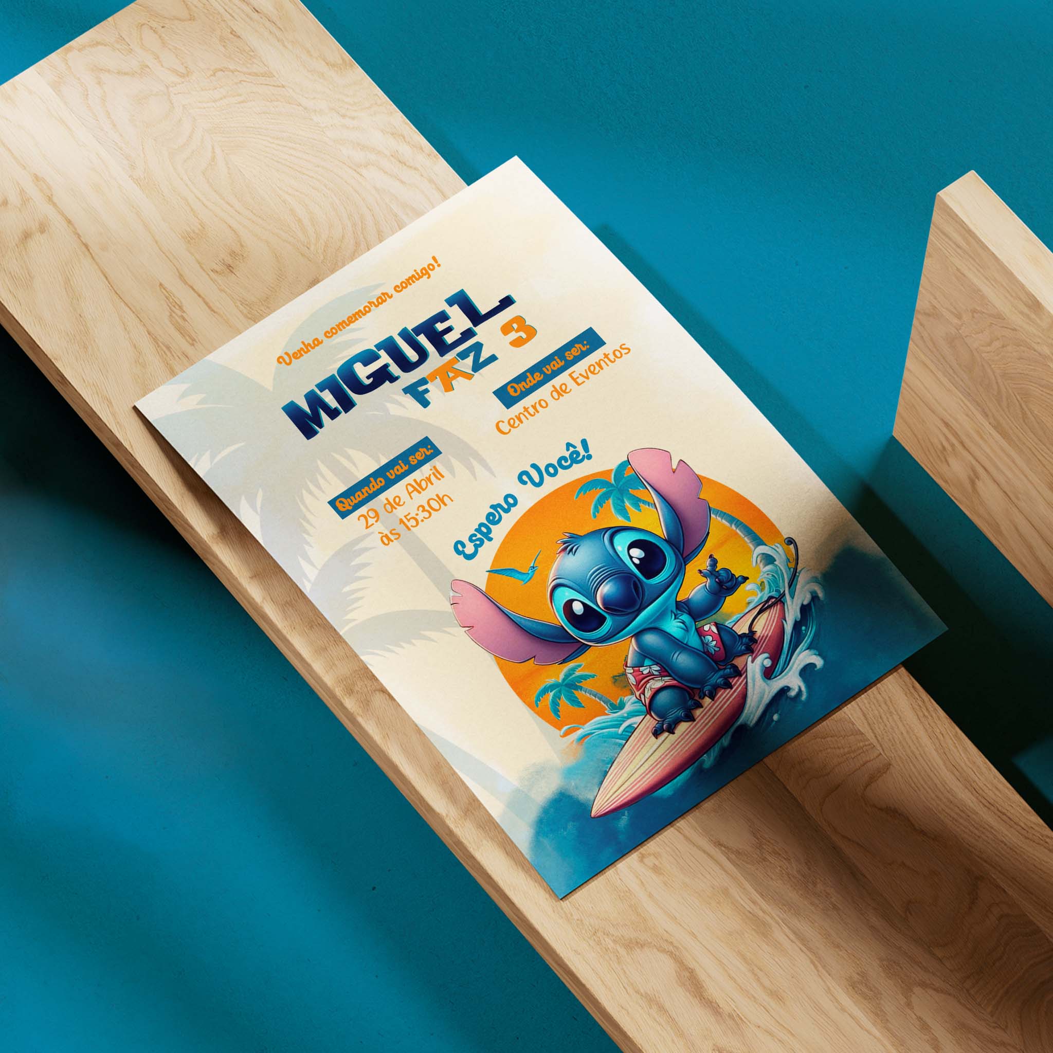 Invitación digital de cumpleaños de Stitch