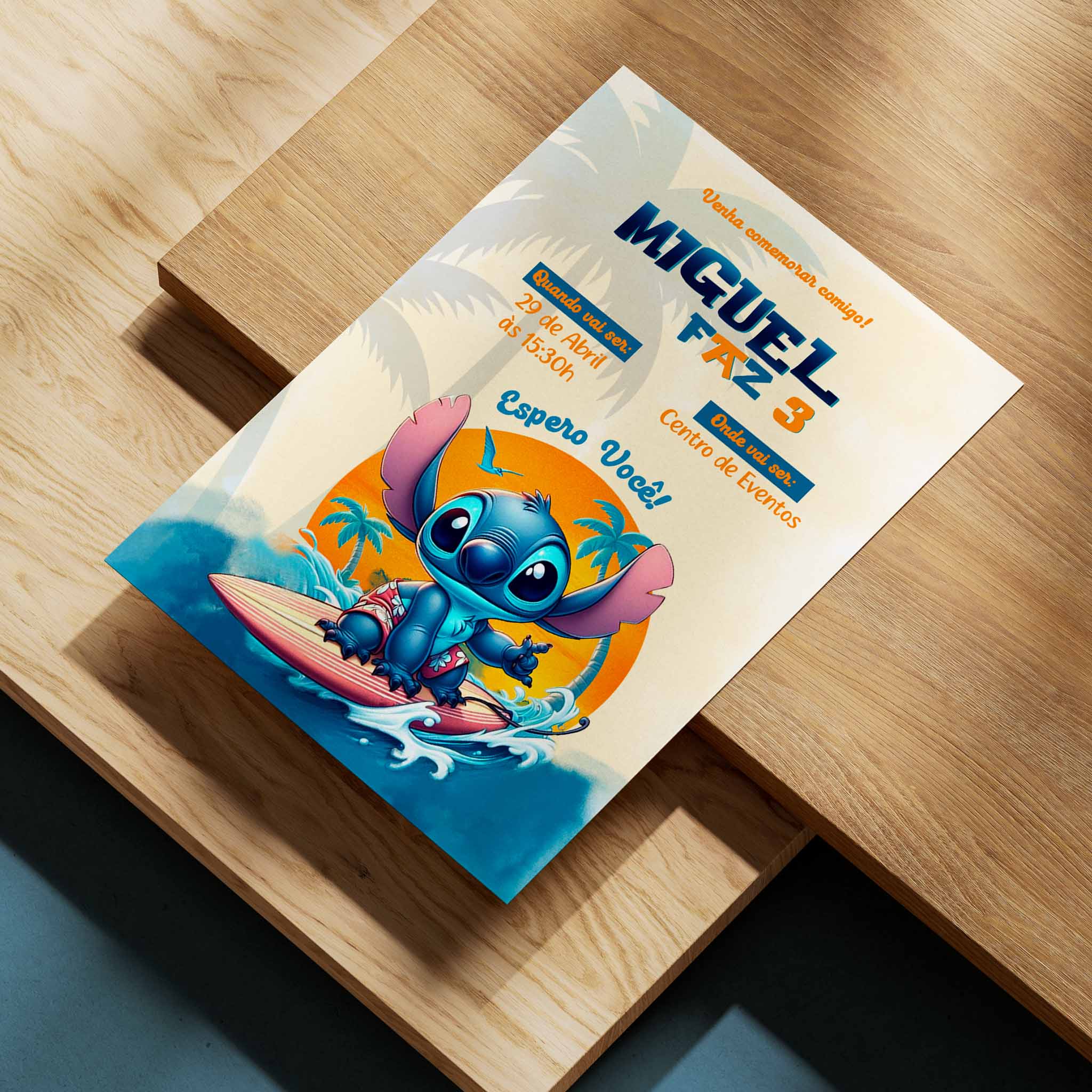 Invitación digital de cumpleaños de Stitch