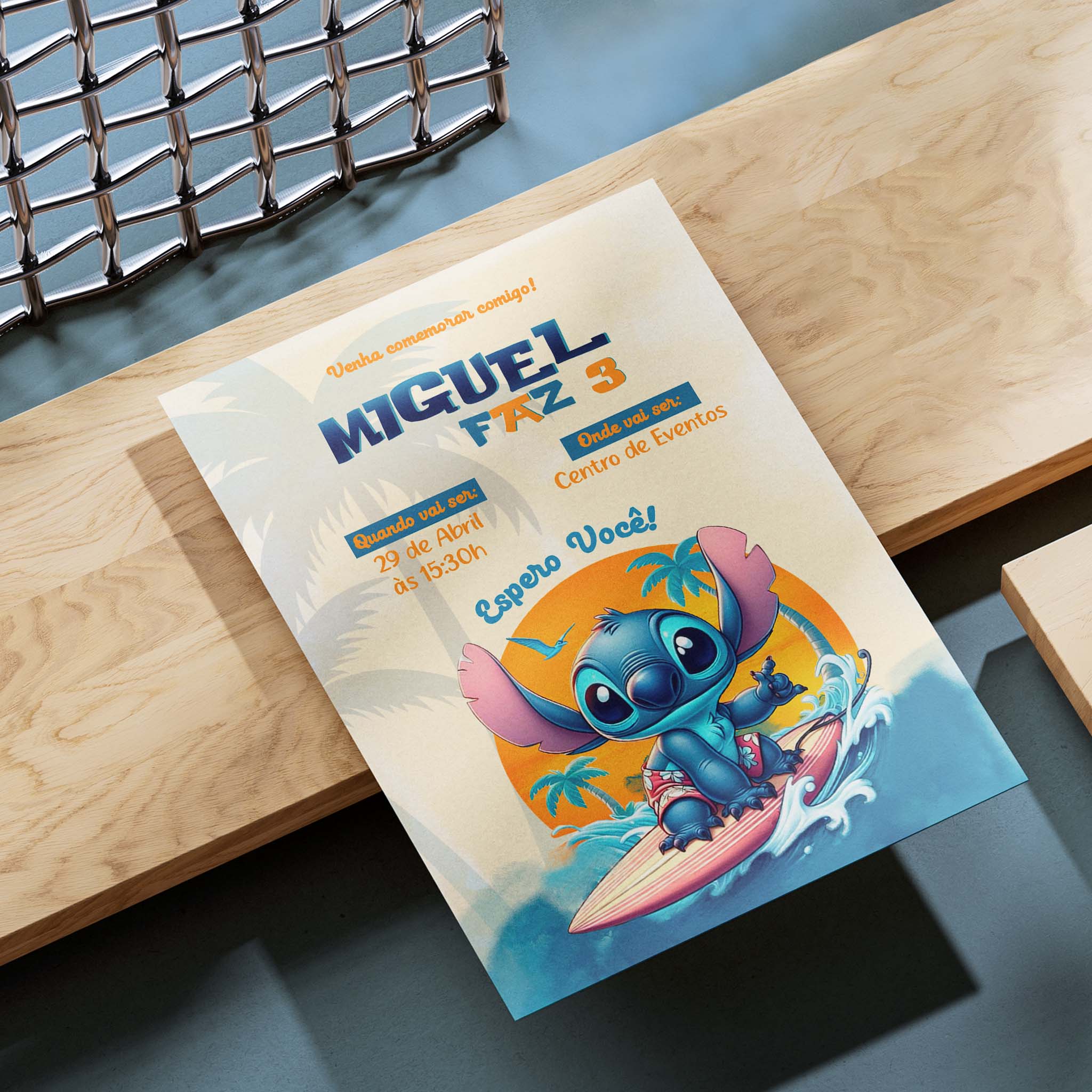 Invitación digital de cumpleaños de Stitch