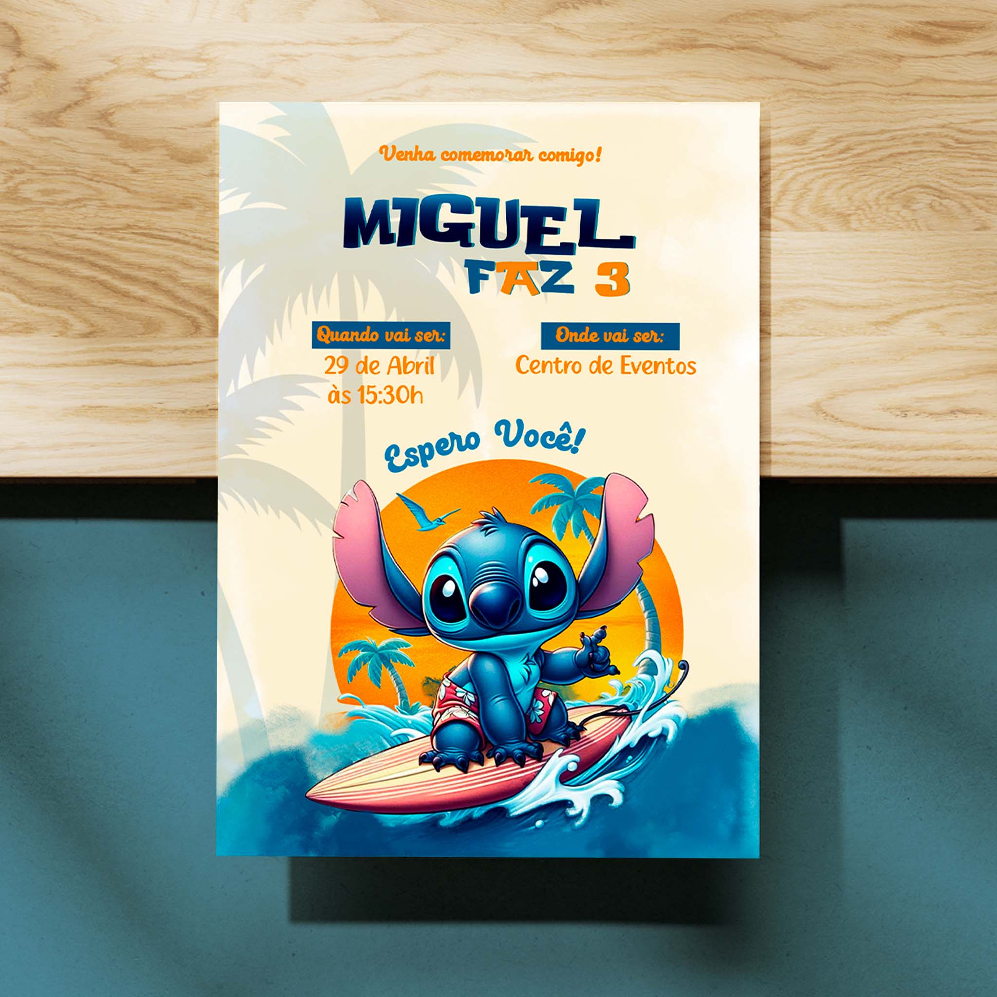 Invitación digital de cumpleaños de Stitch