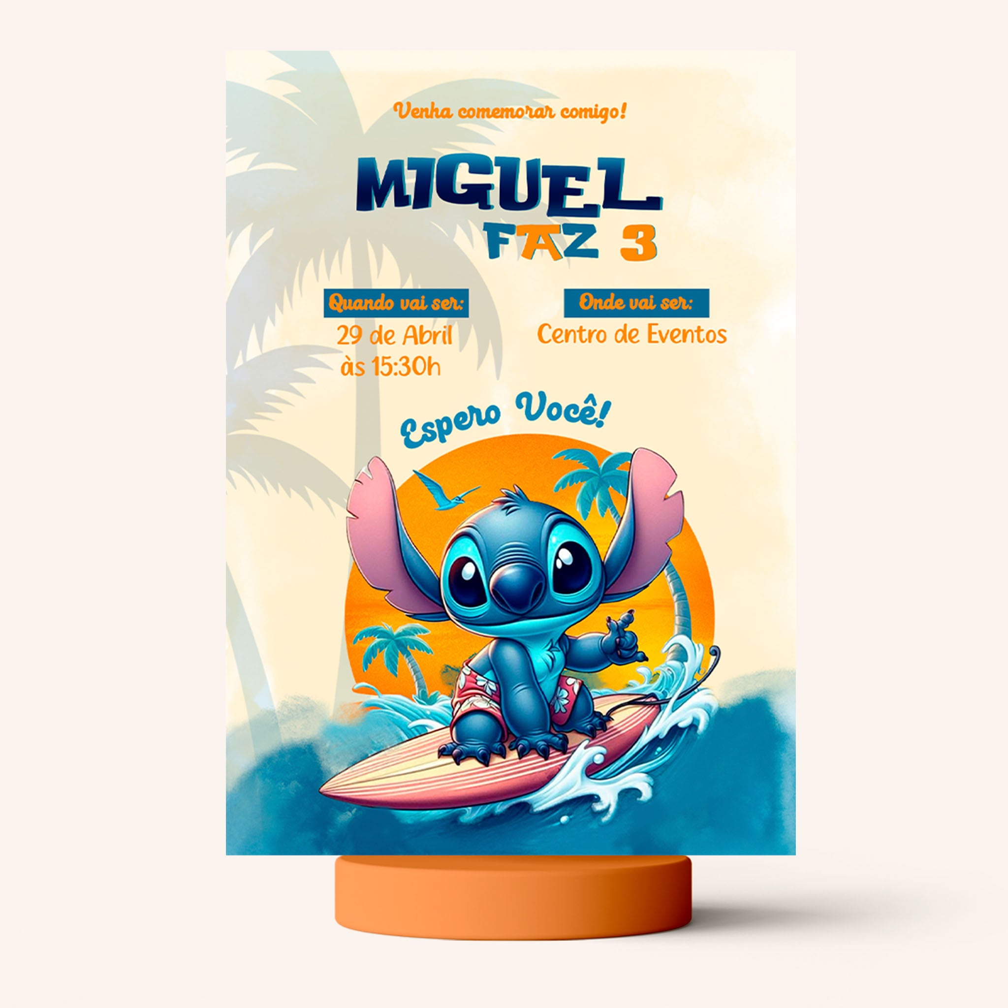 Invitación digital de cumpleaños de Stitch