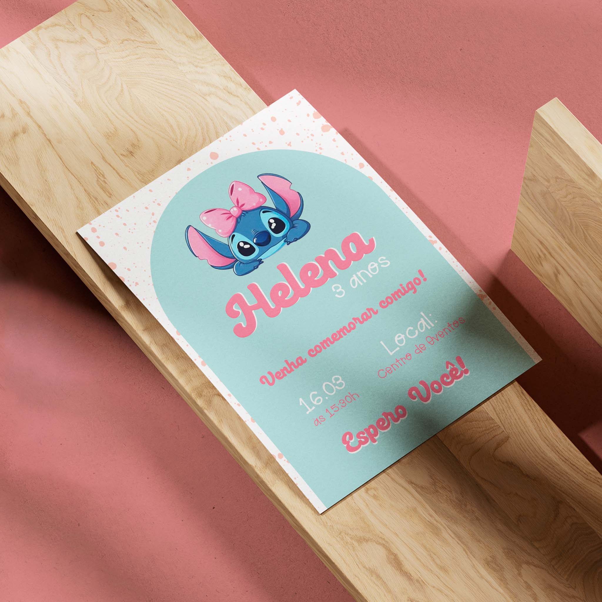 Invitación digital de cumpleaños de Stitch