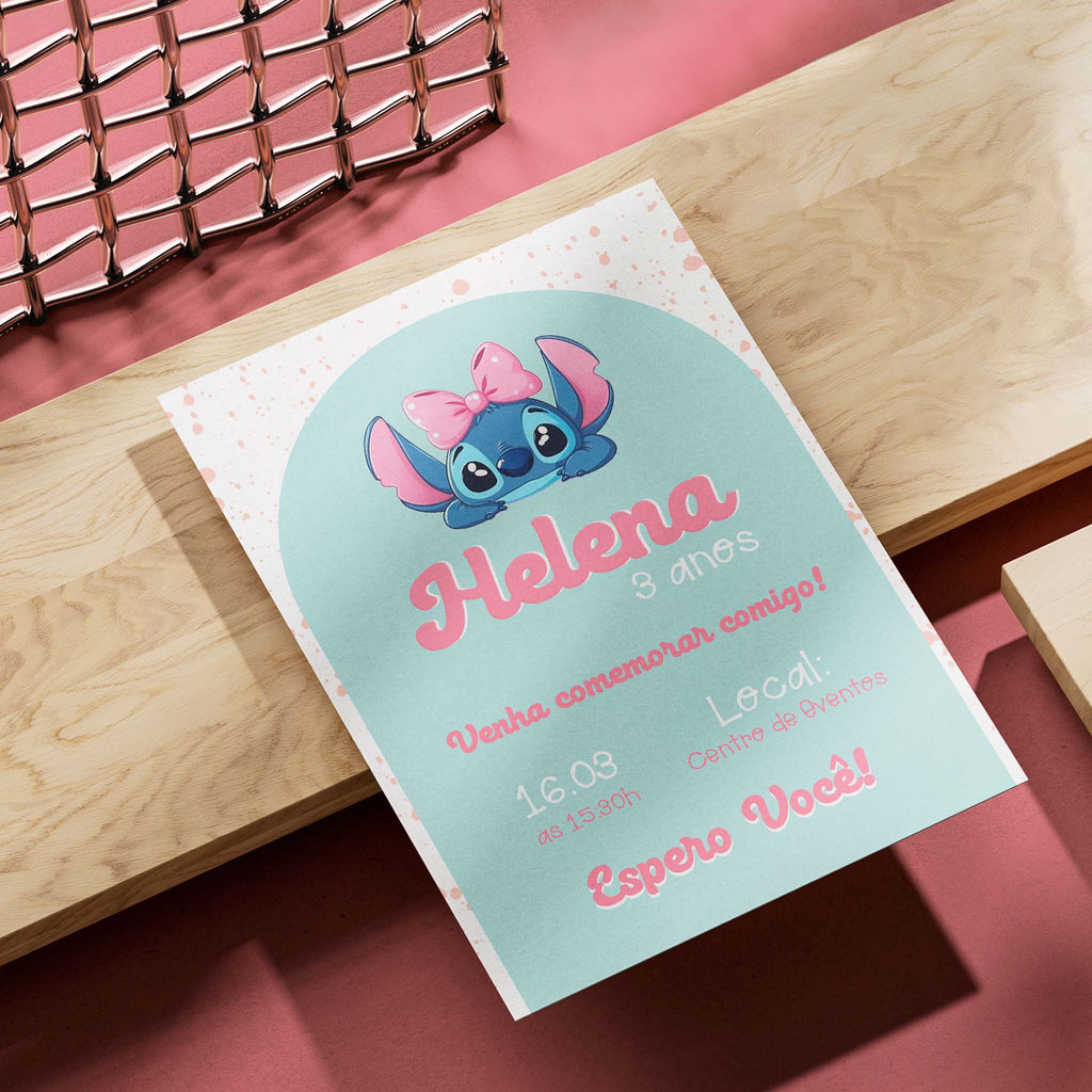 Invitación digital de cumpleaños de Stitch