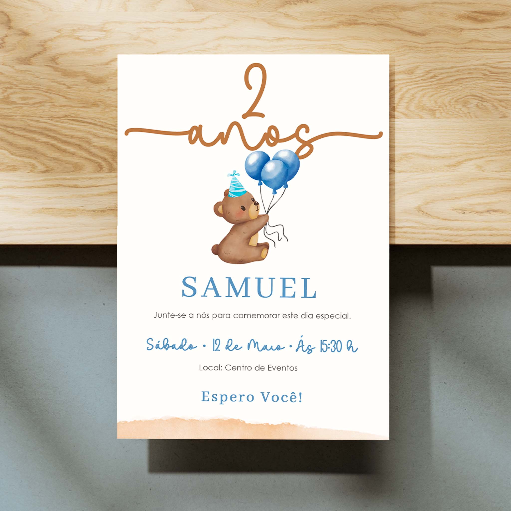 Invitación digital de cumpleaños de osito de peluche