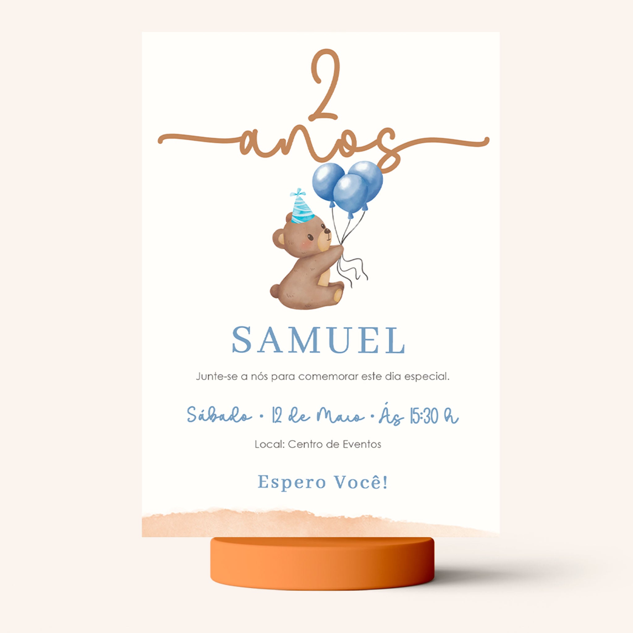 Invitación digital de cumpleaños de osito de peluche
