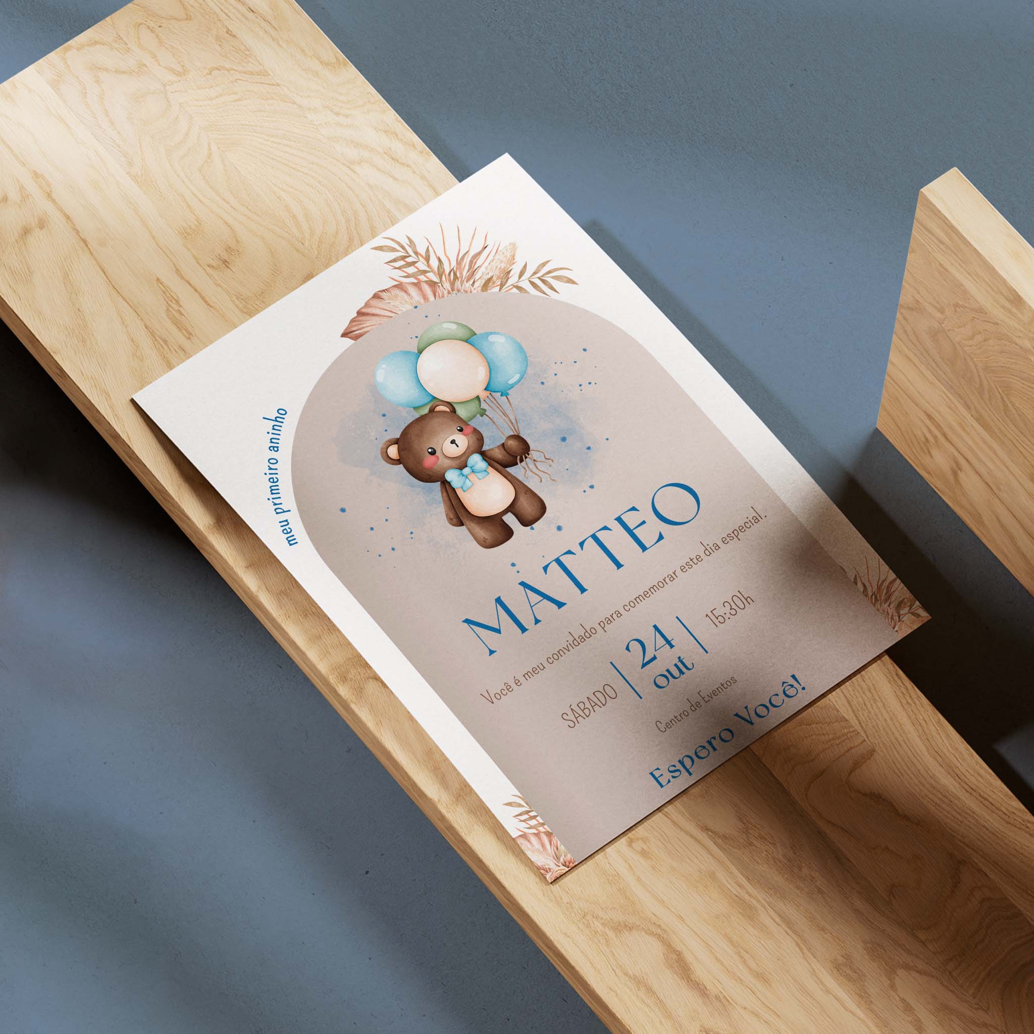 Invitación digital de cumpleaños de osito de peluche