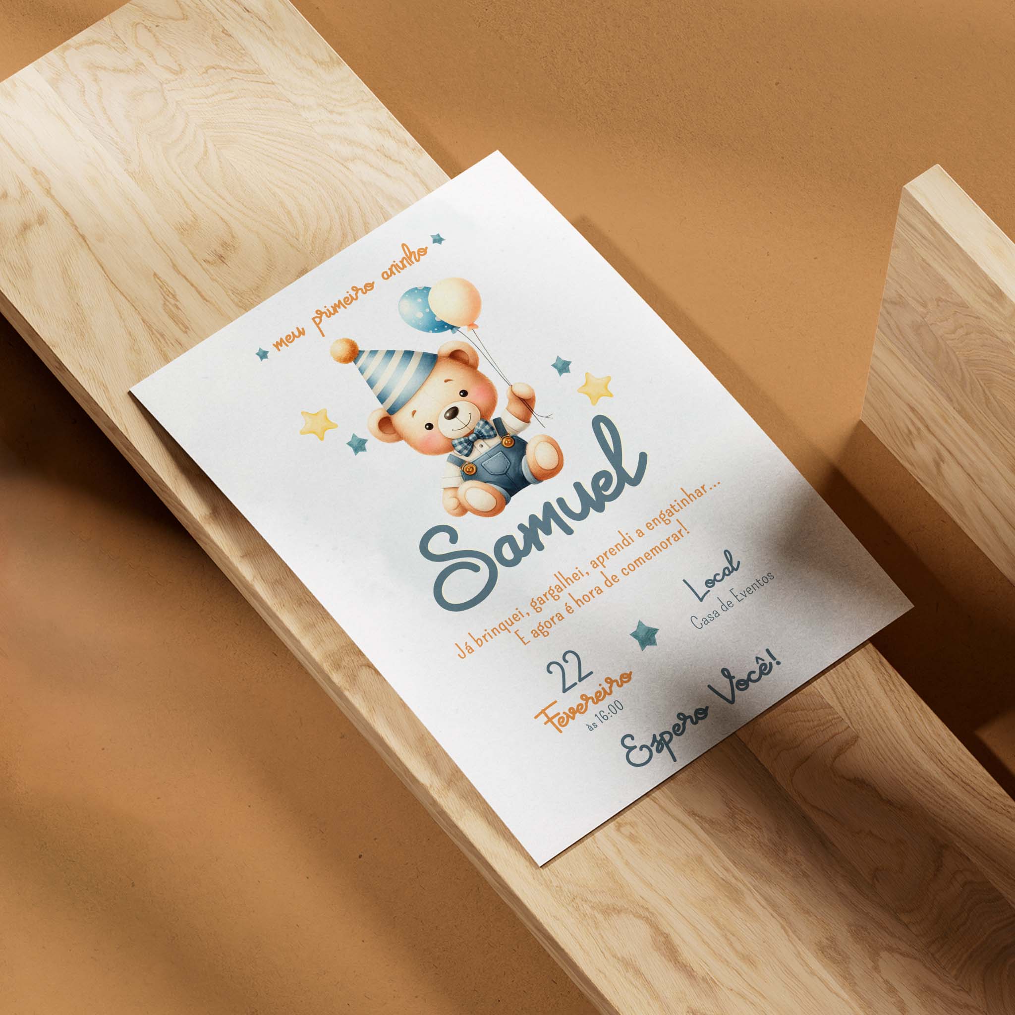 Invitación digital de cumpleaños de osito de peluche