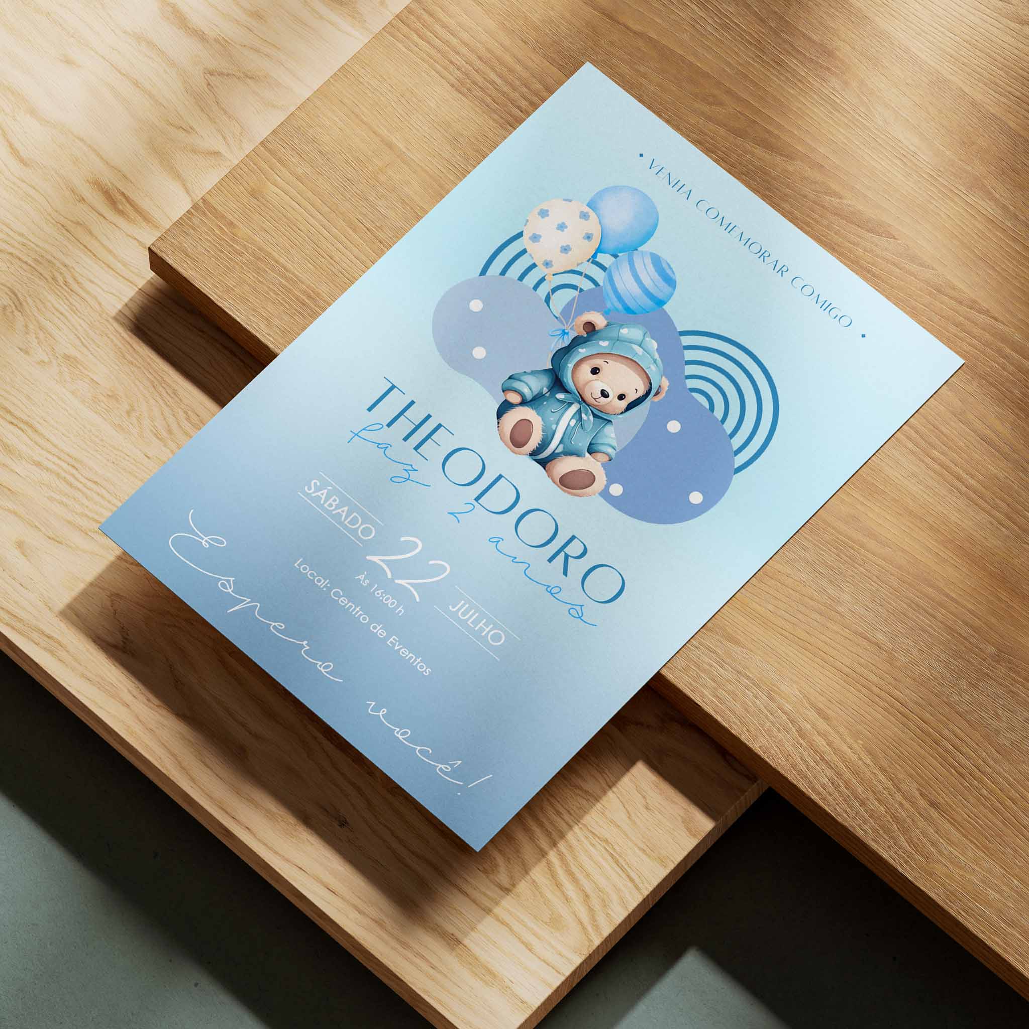 Invitación digital de cumpleaños de osito de peluche