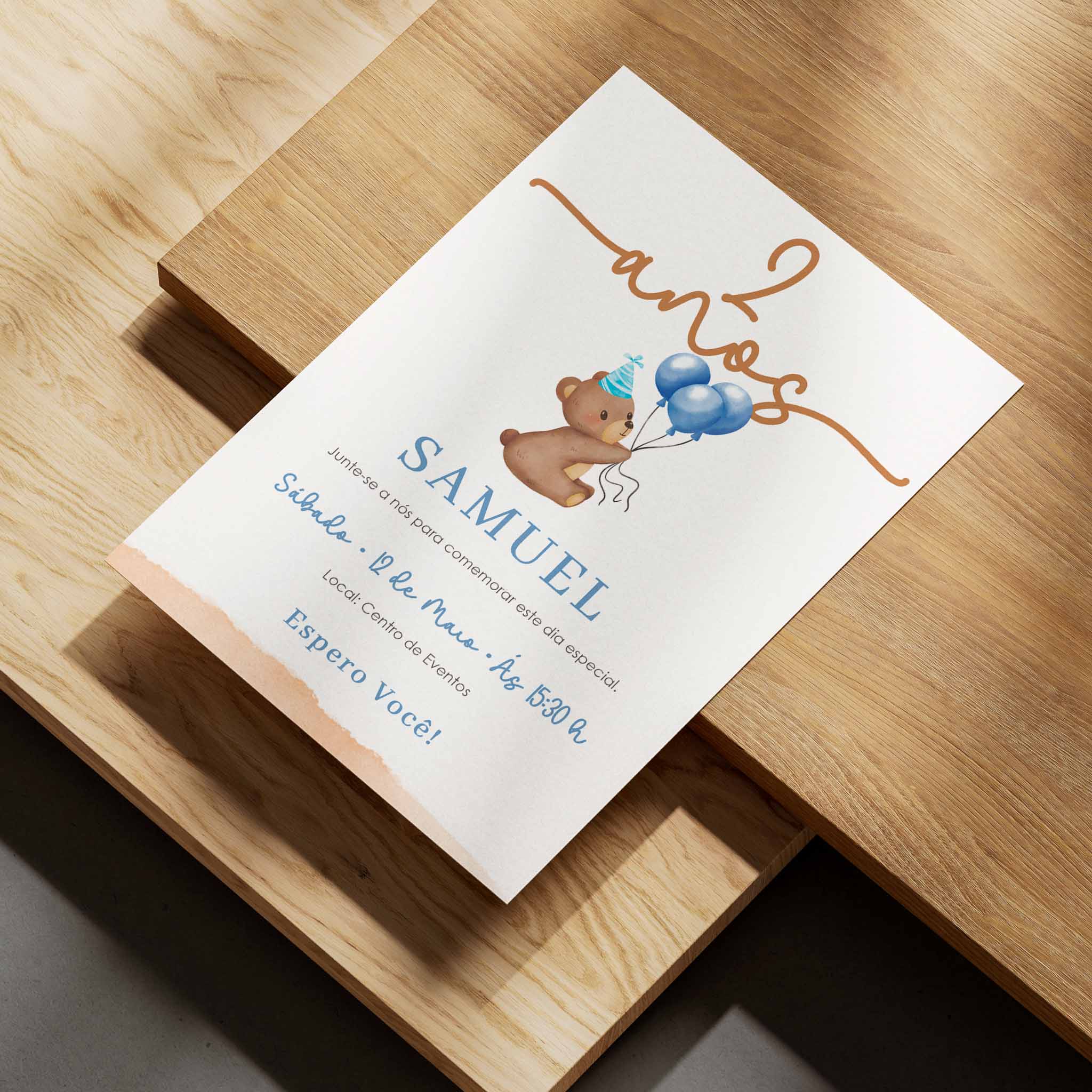 Invitación digital de cumpleaños de osito de peluche