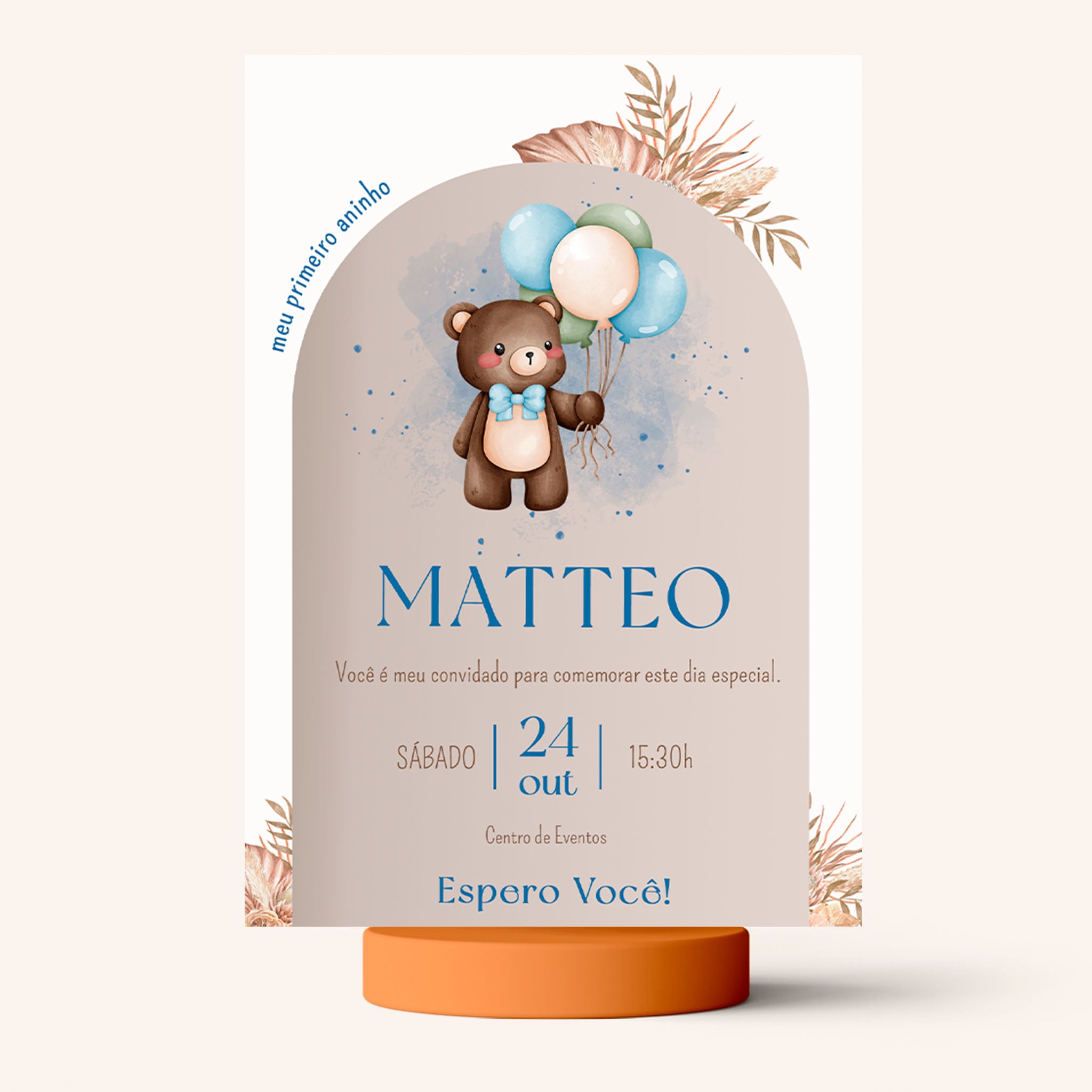 Invitación digital de cumpleaños de osito de peluche