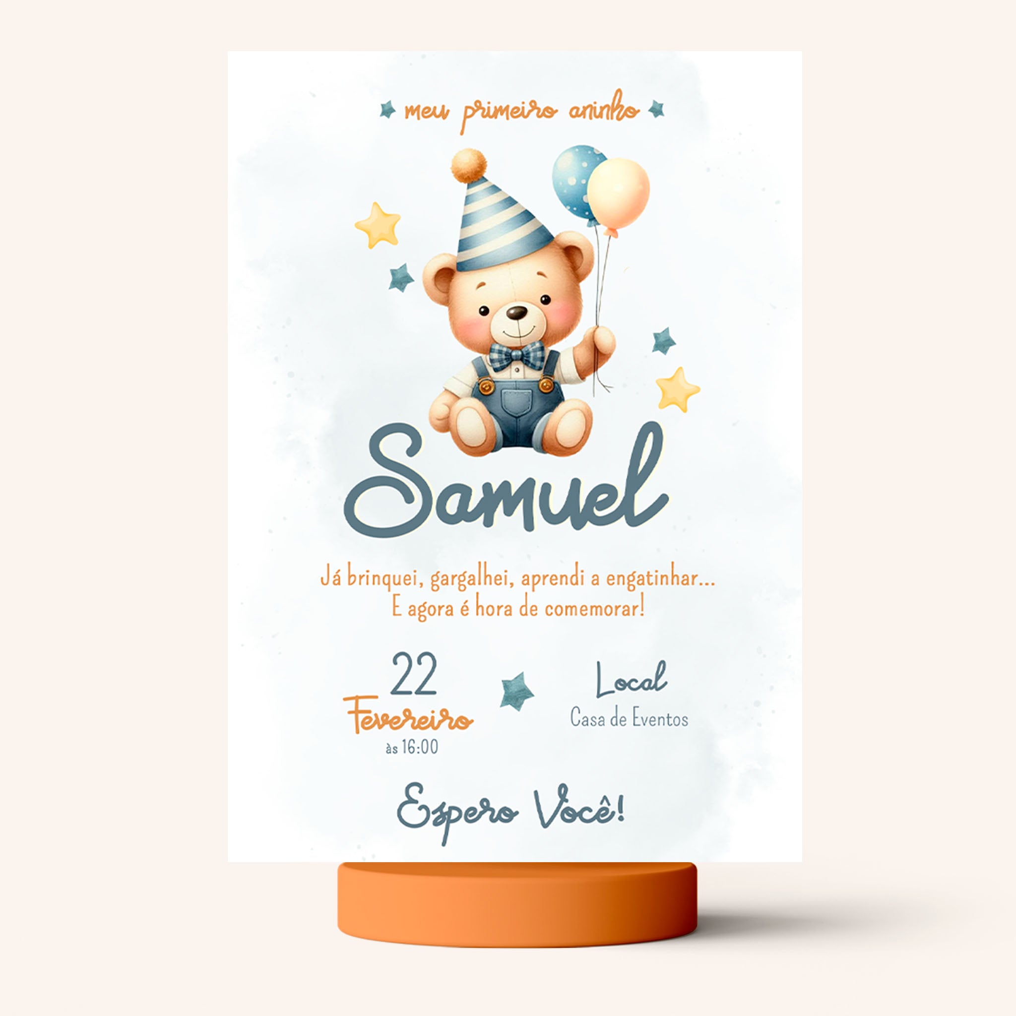 Invitación digital de cumpleaños de osito de peluche