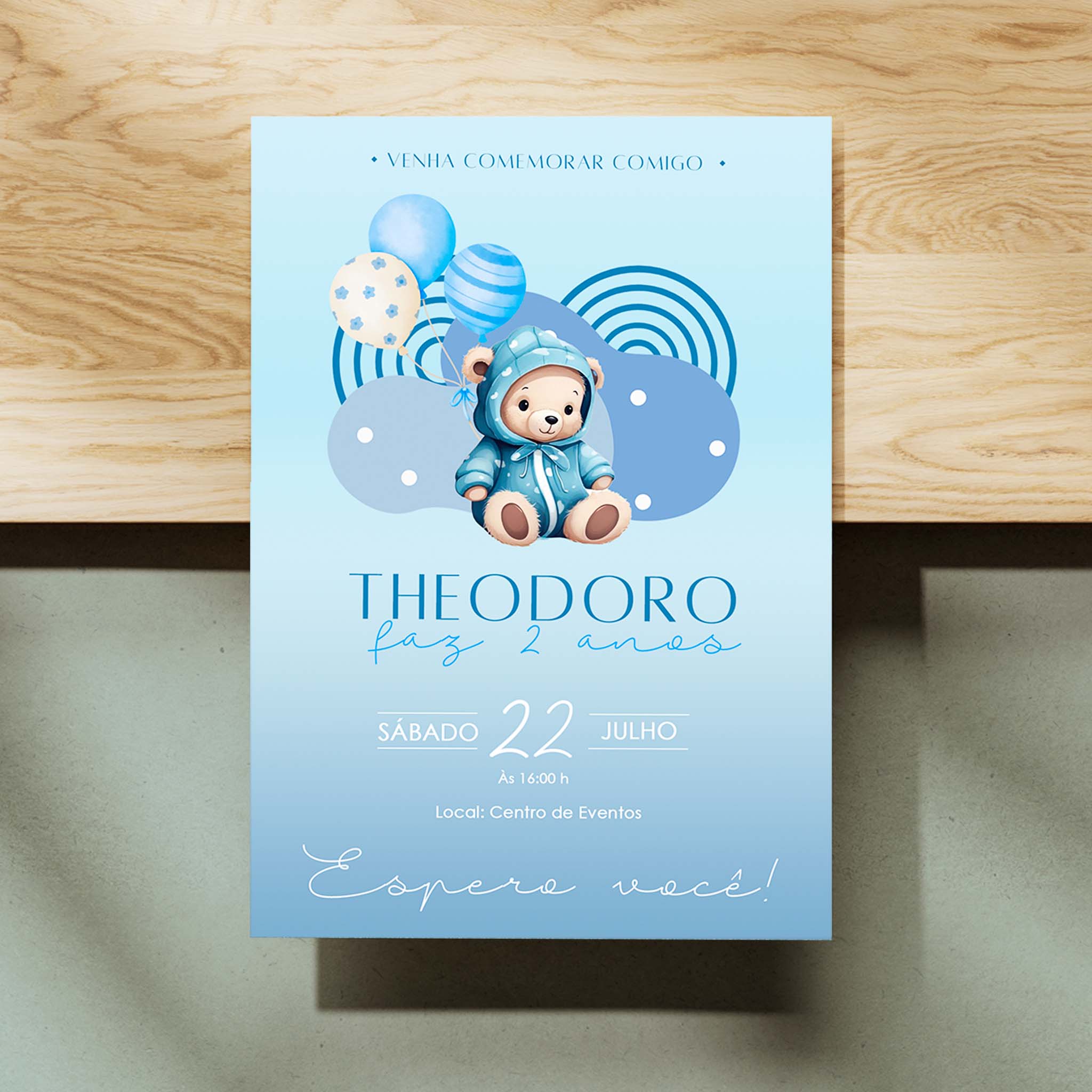 Invitación digital de cumpleaños de osito de peluche
