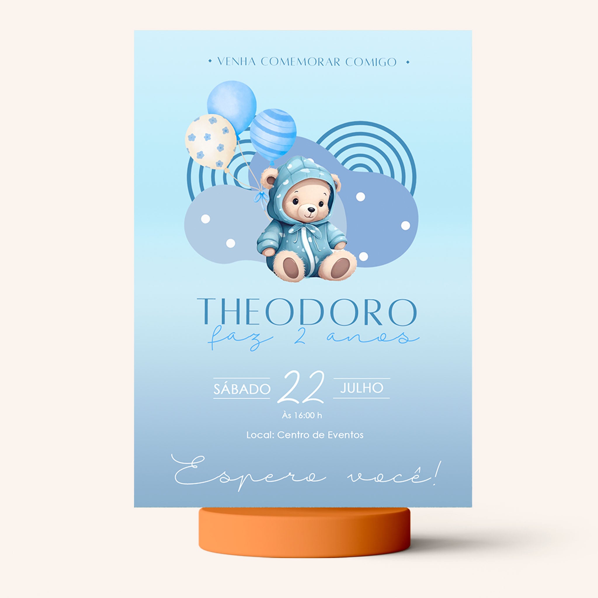 Invitación digital de cumpleaños de osito de peluche