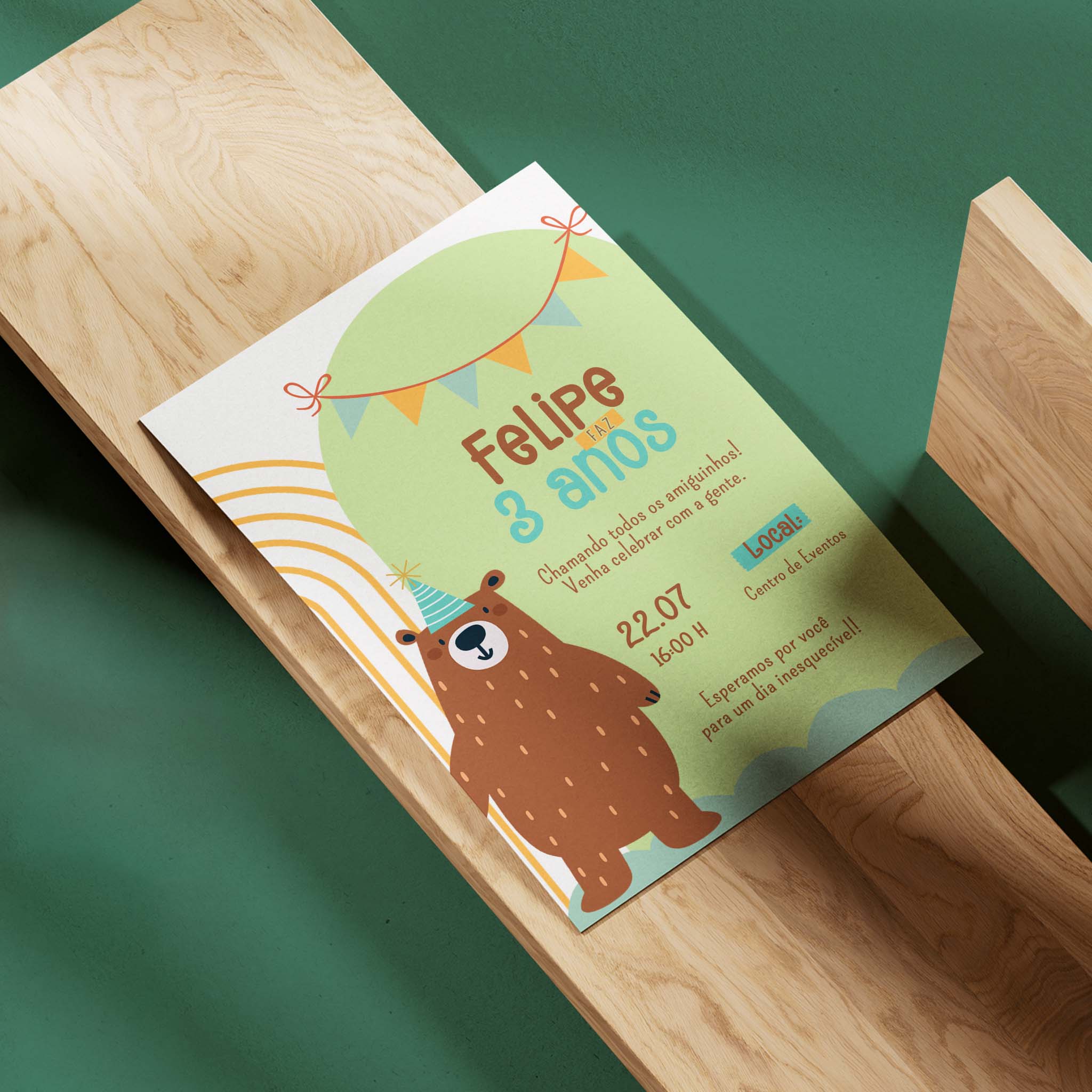 Invitación digital de cumpleaños de oso