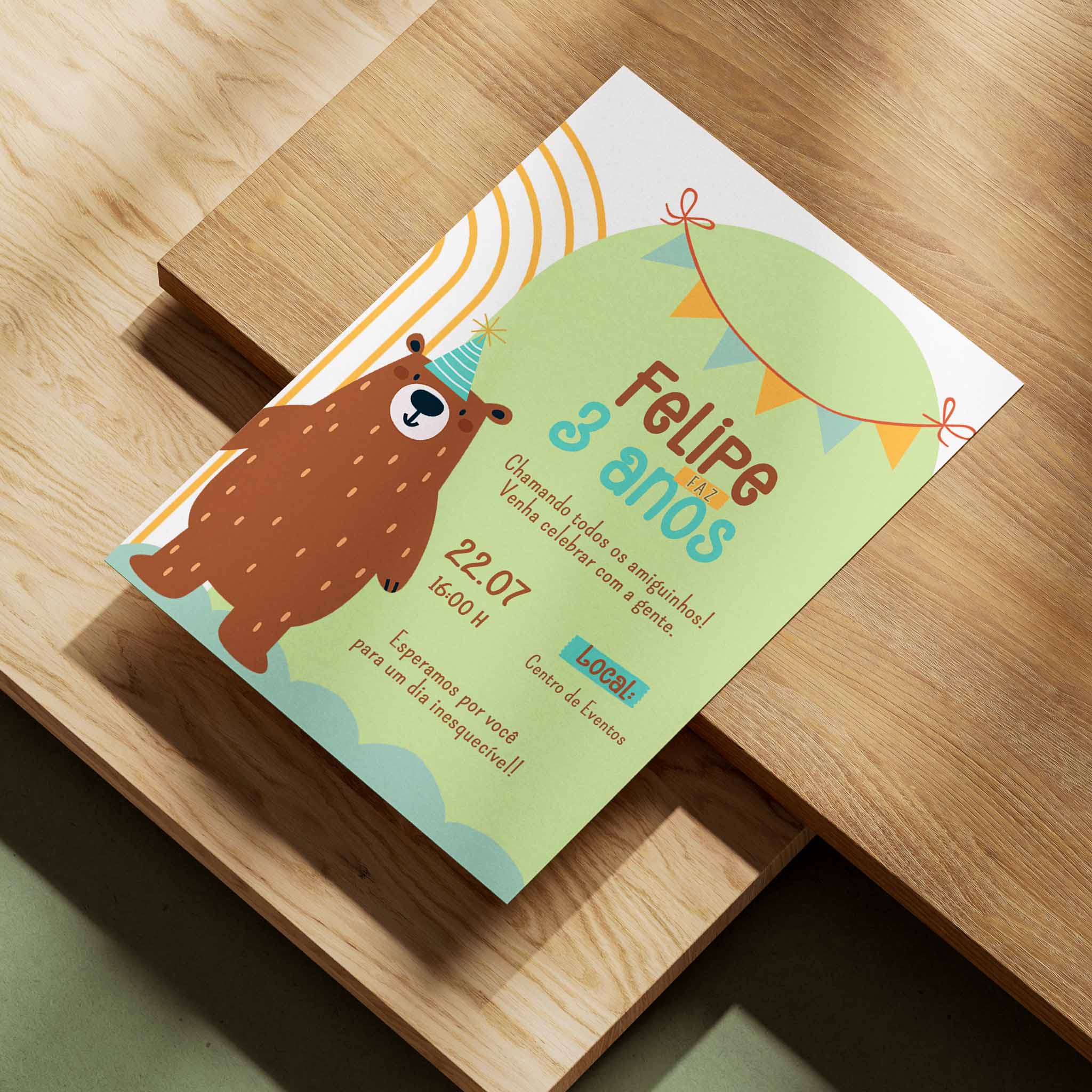 Invitación digital de cumpleaños de oso