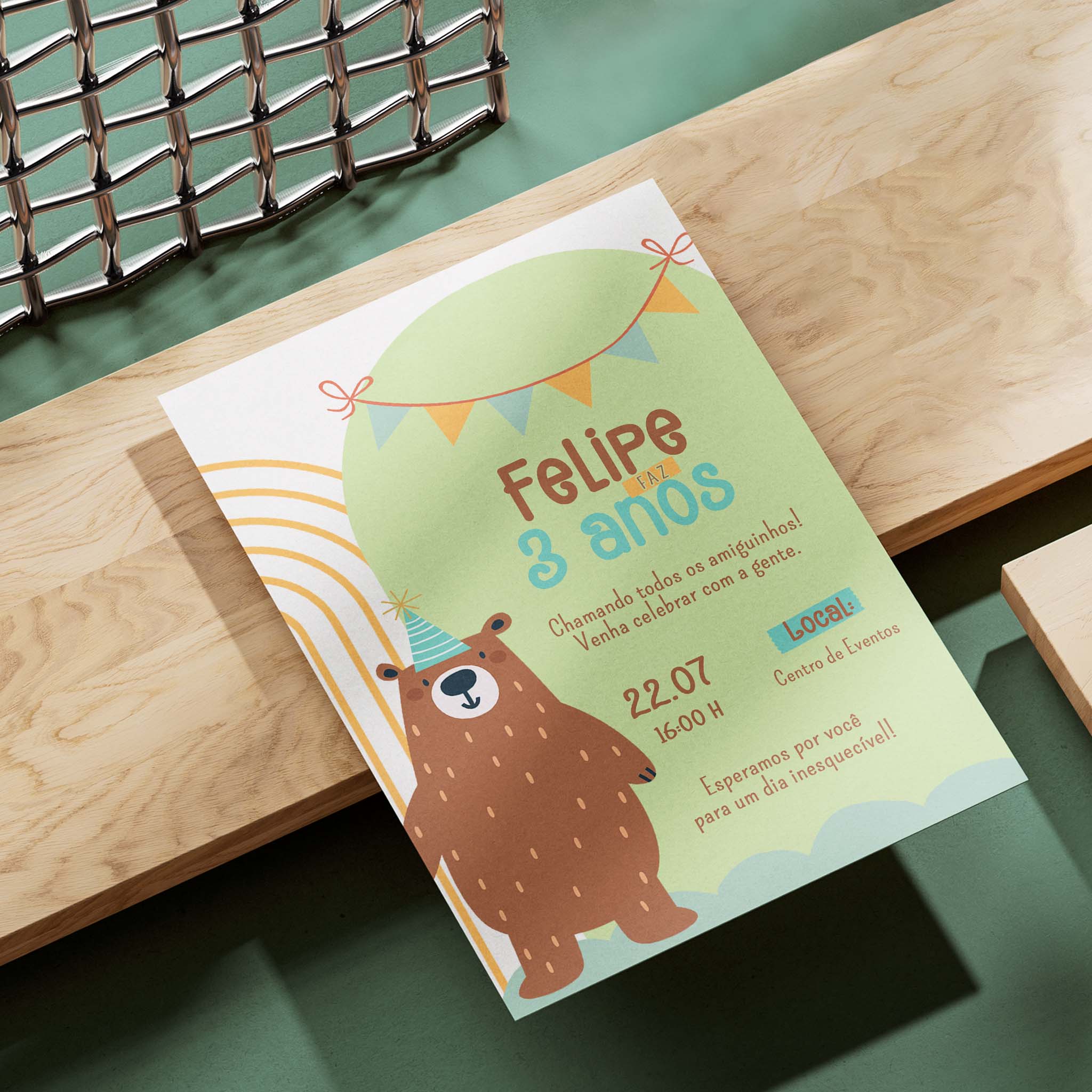Invitación digital de cumpleaños de oso