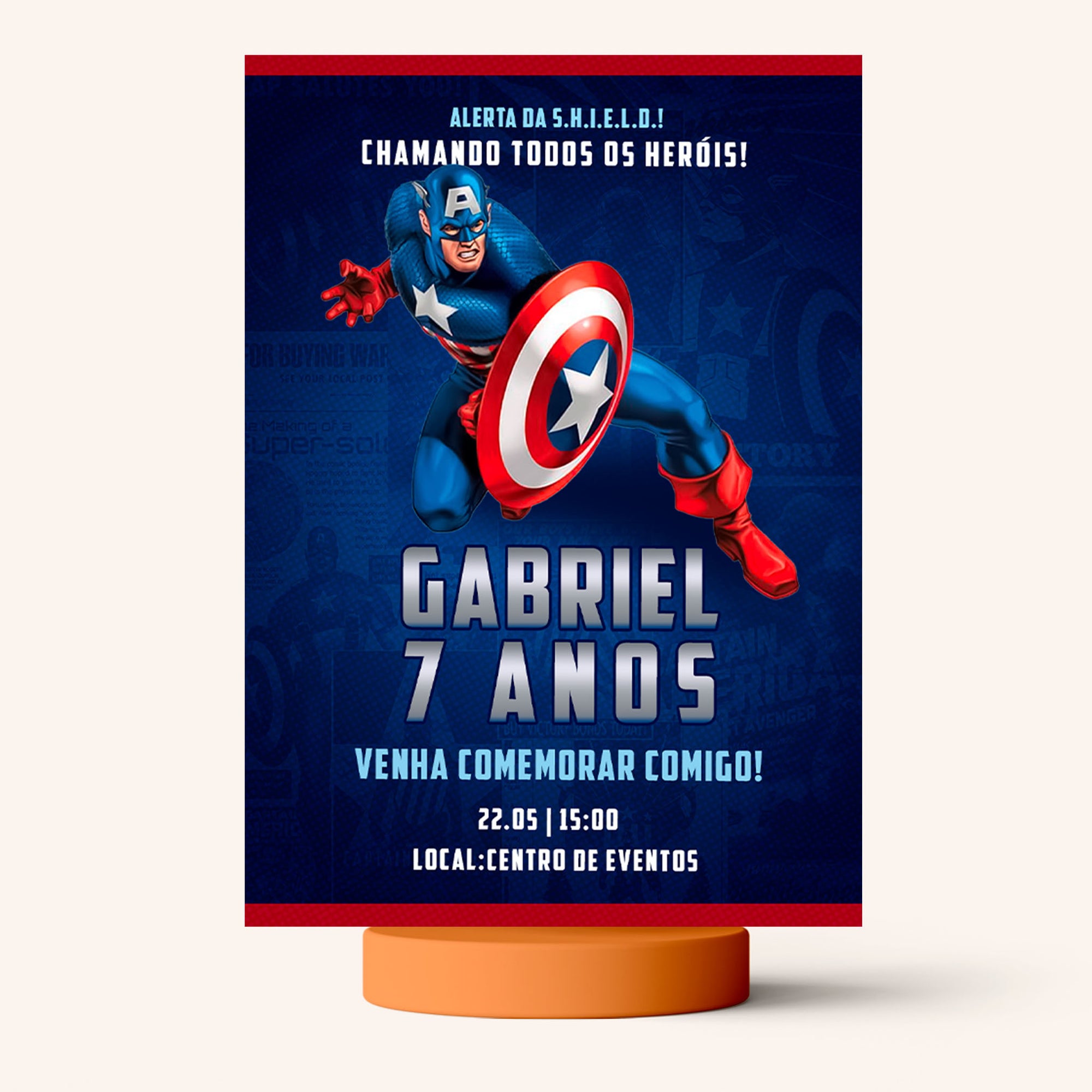 Convite Digital Aniversário Capitão América Vingadores