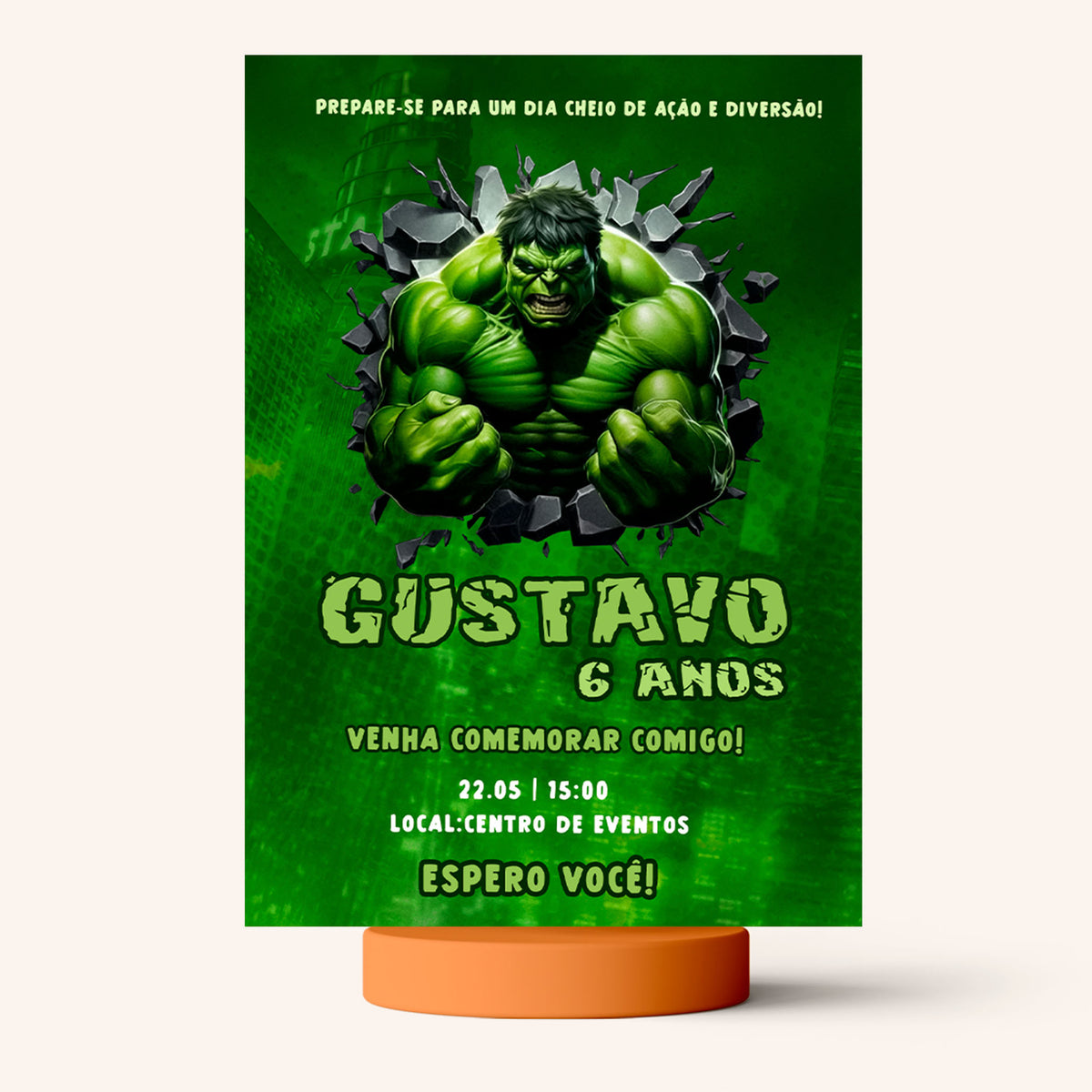 Convite Digital Aniversário Hulk Vingadores