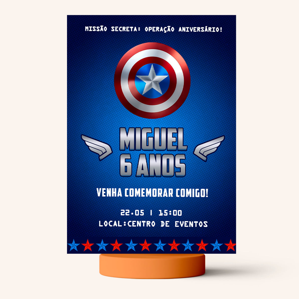 Convite Digital Aniversário Capitão América Vingadores