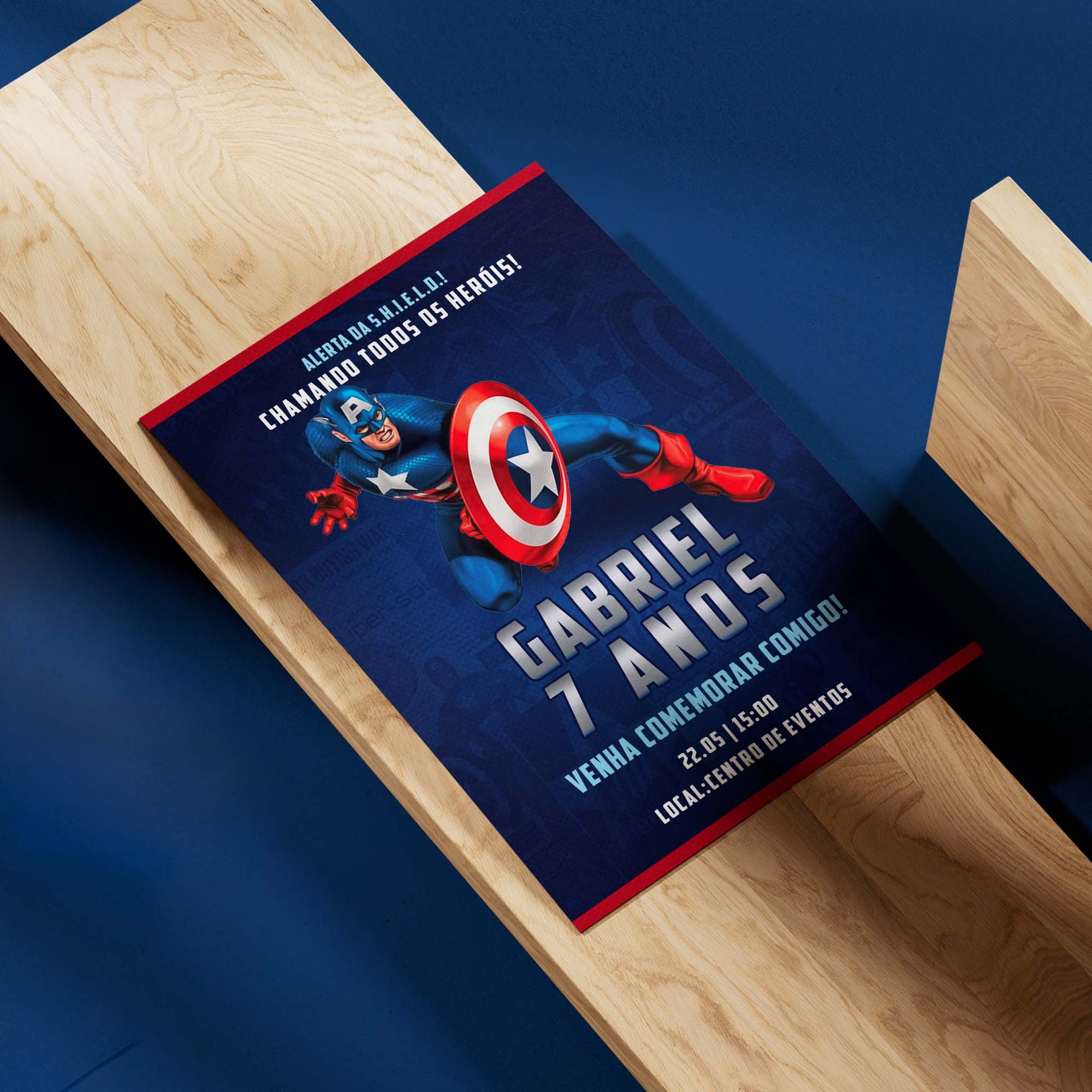 Convite Digital Aniversário Capitão América Vingadores