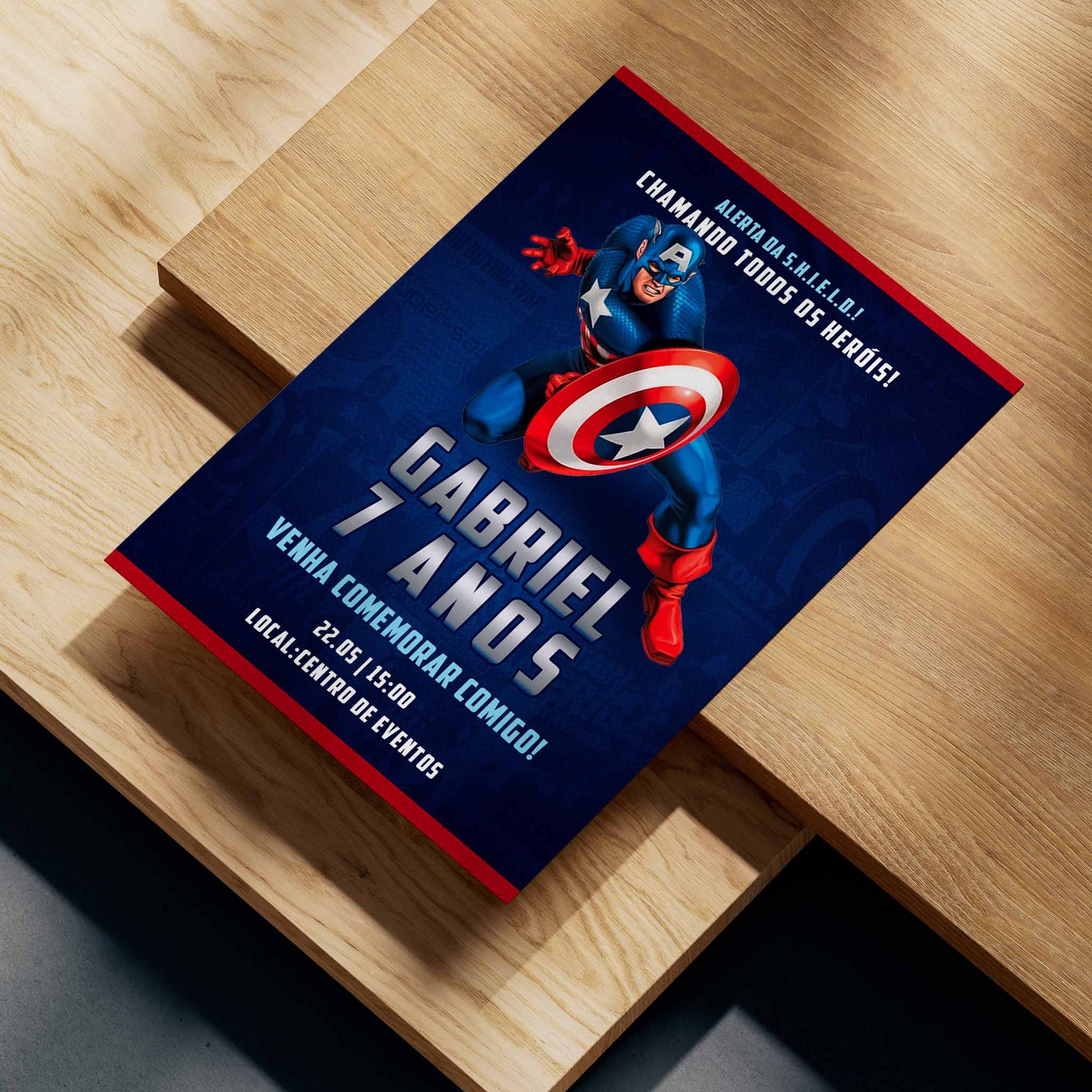 Convite Digital Aniversário Capitão América Vingadores