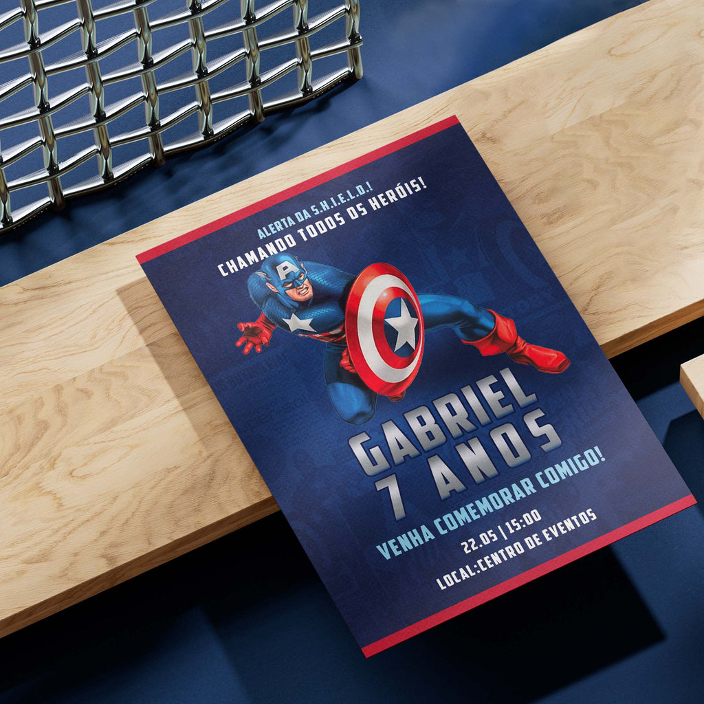 Convite Digital Aniversário Capitão América Vingadores