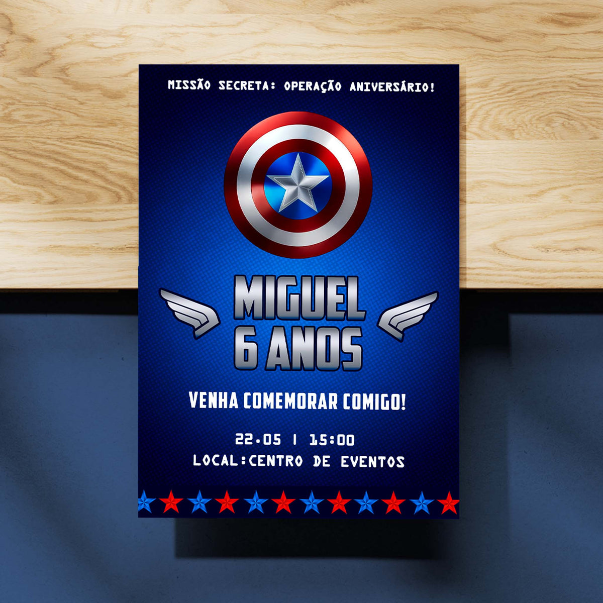 Convite Digital Aniversário Capitão América Vingadores