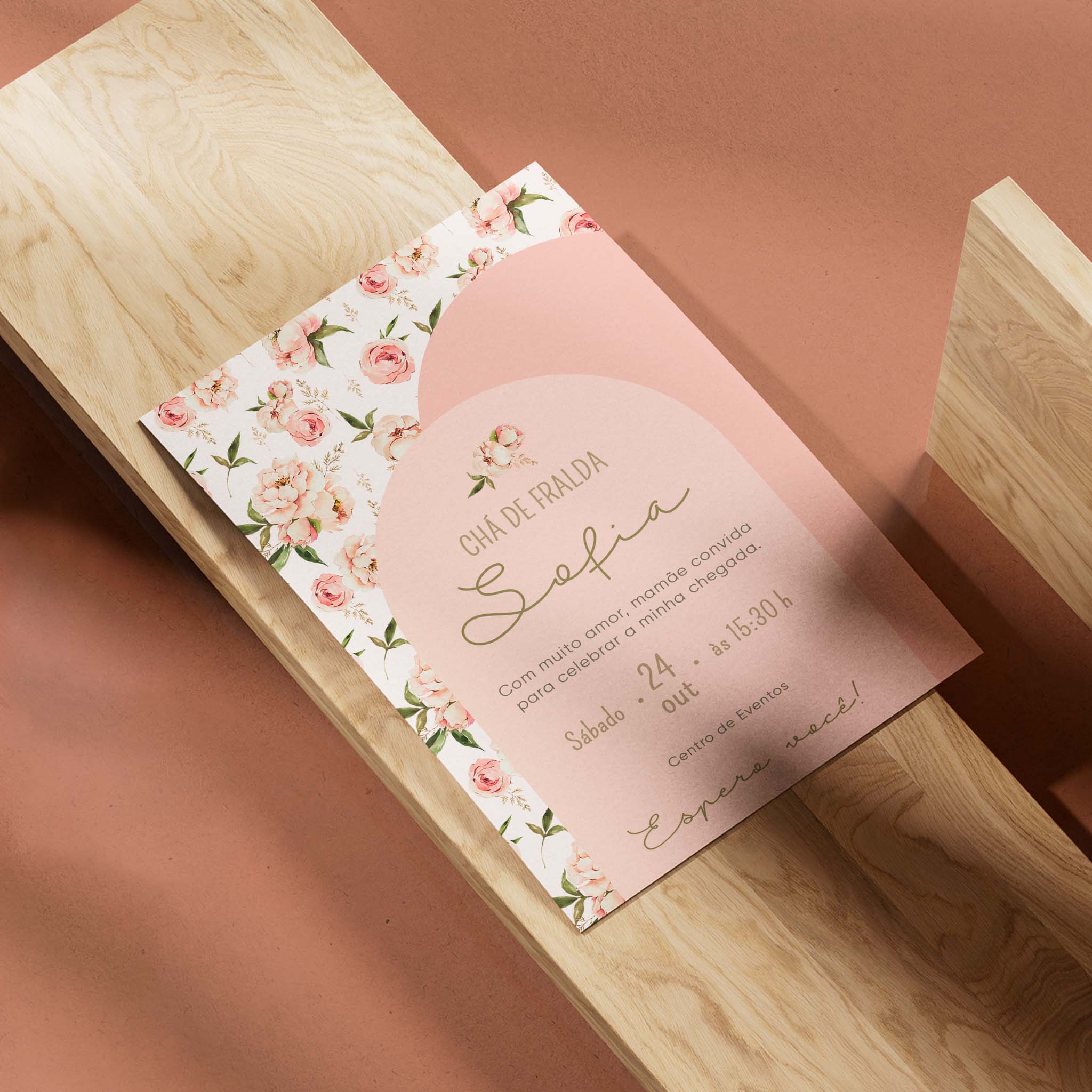 Invitación digital para baby shower con flores