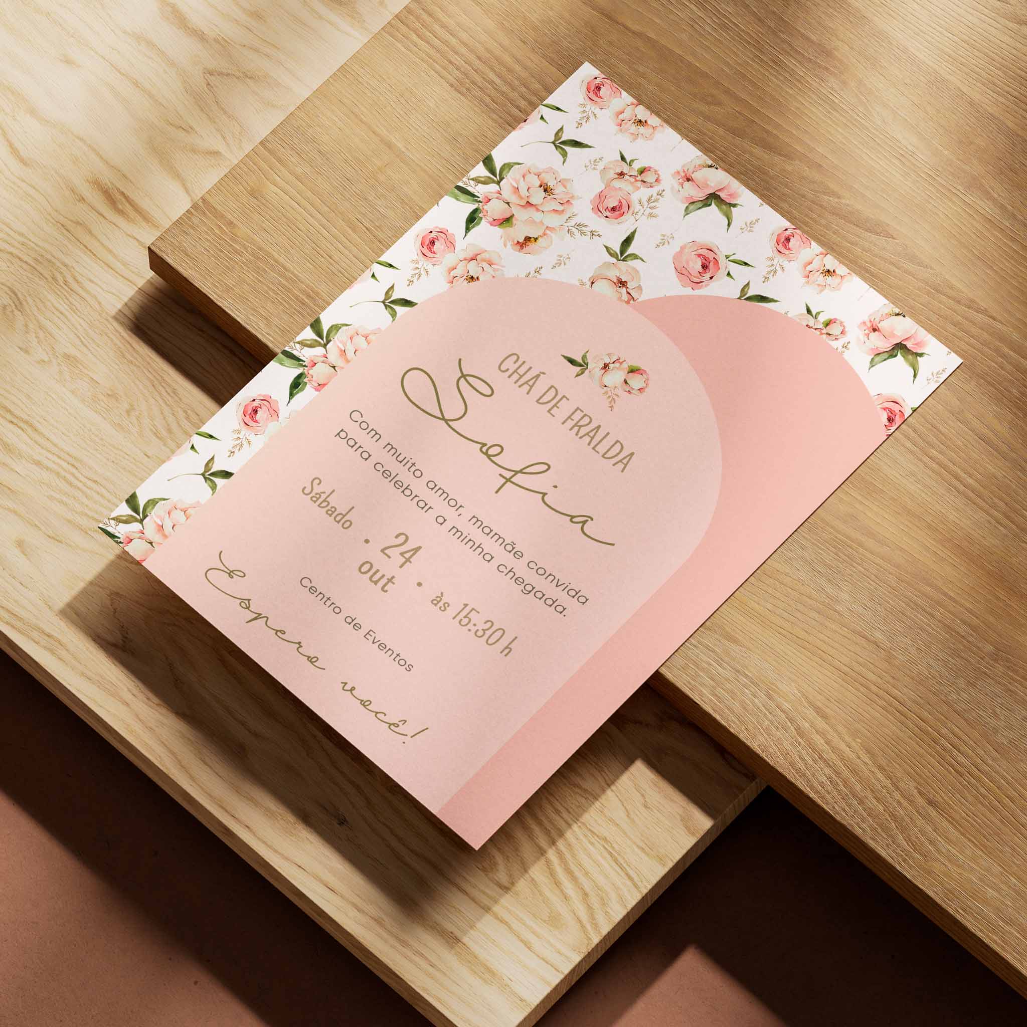Invitación digital para baby shower con flores
