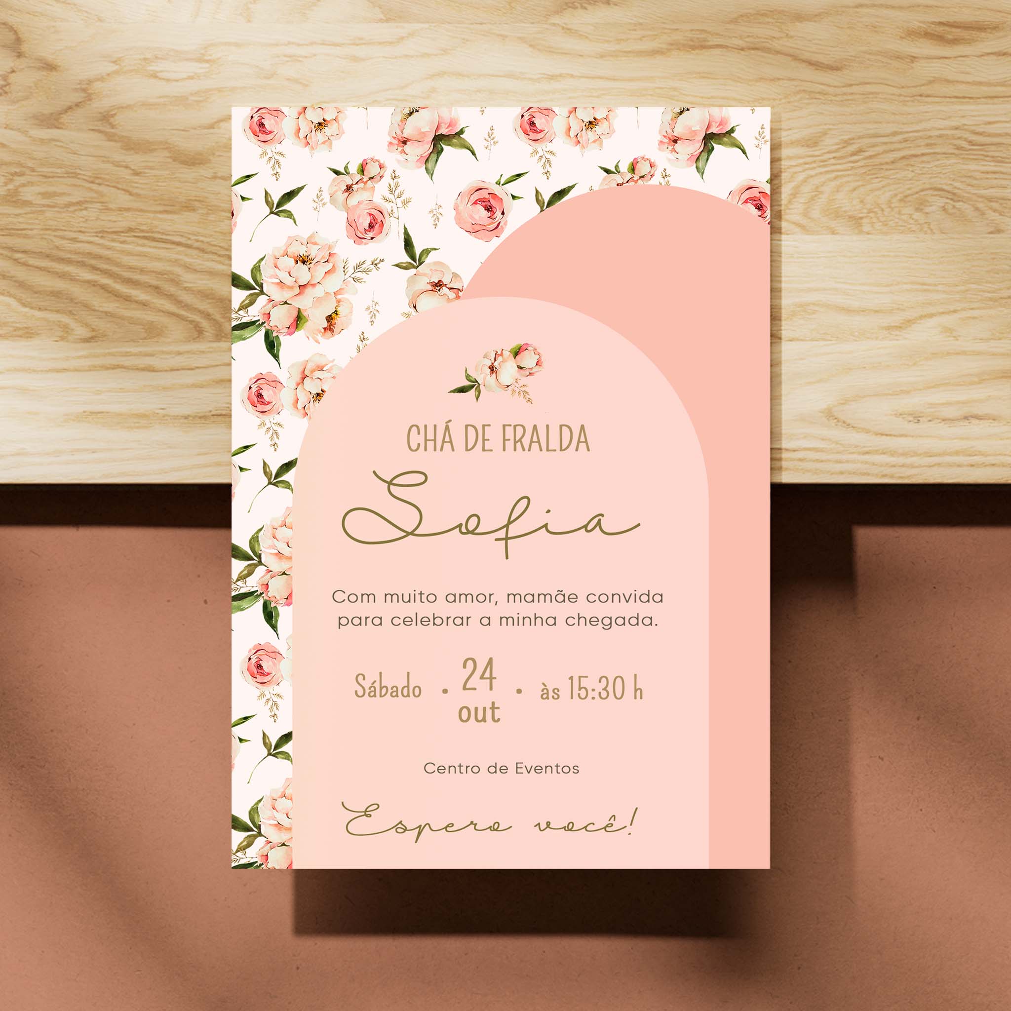 Invitación digital para baby shower con flores