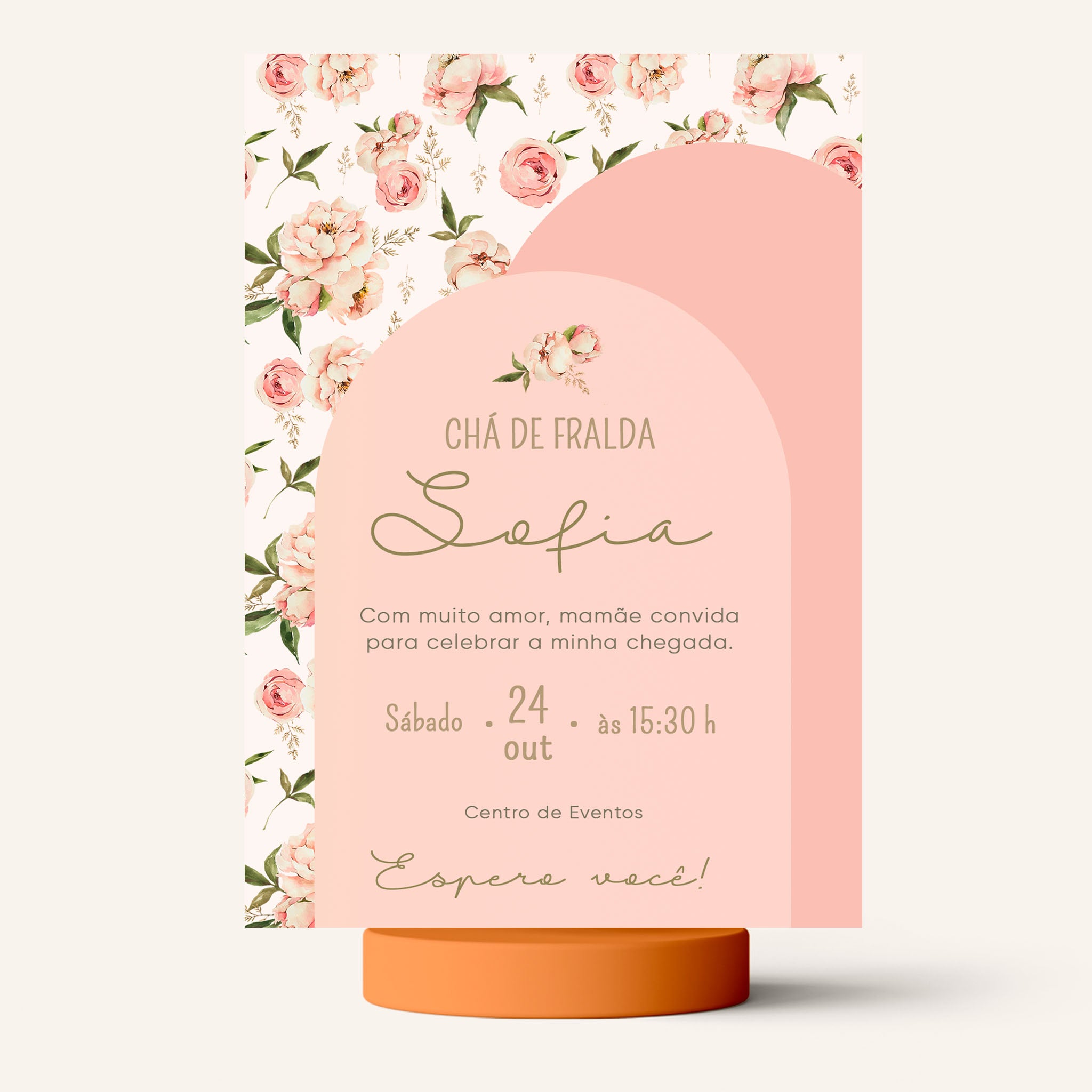 Invitación digital para baby shower con flores