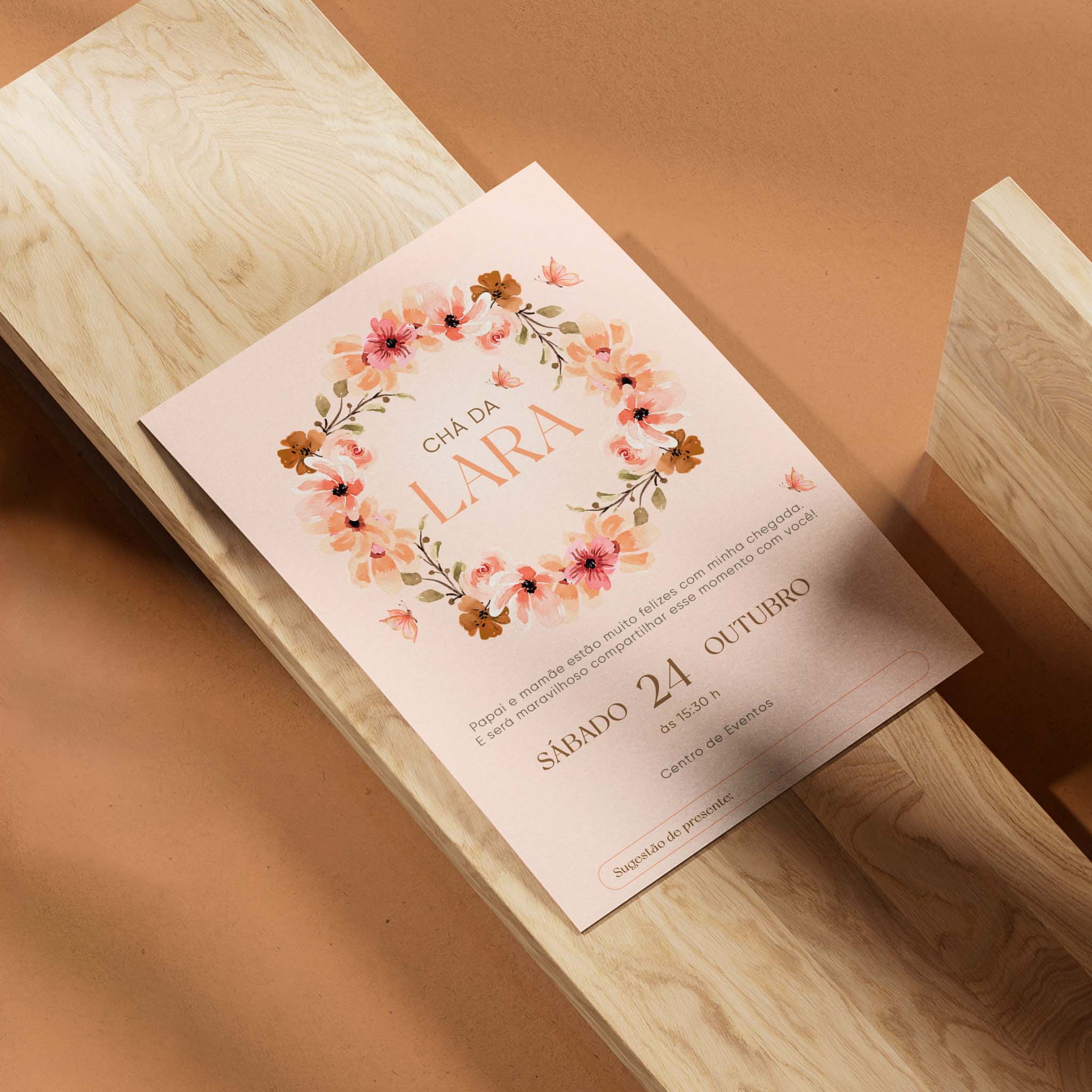 Invitación digital para baby shower con flores