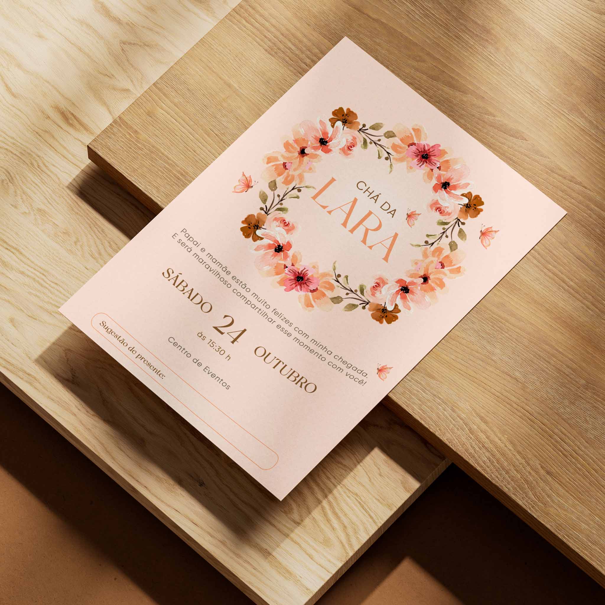 Invitación digital para baby shower con flores