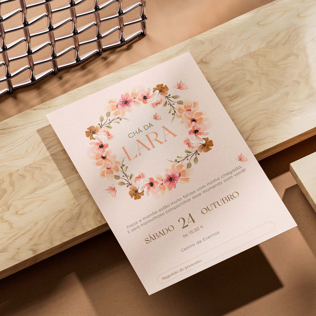 Invitación digital para baby shower con flores