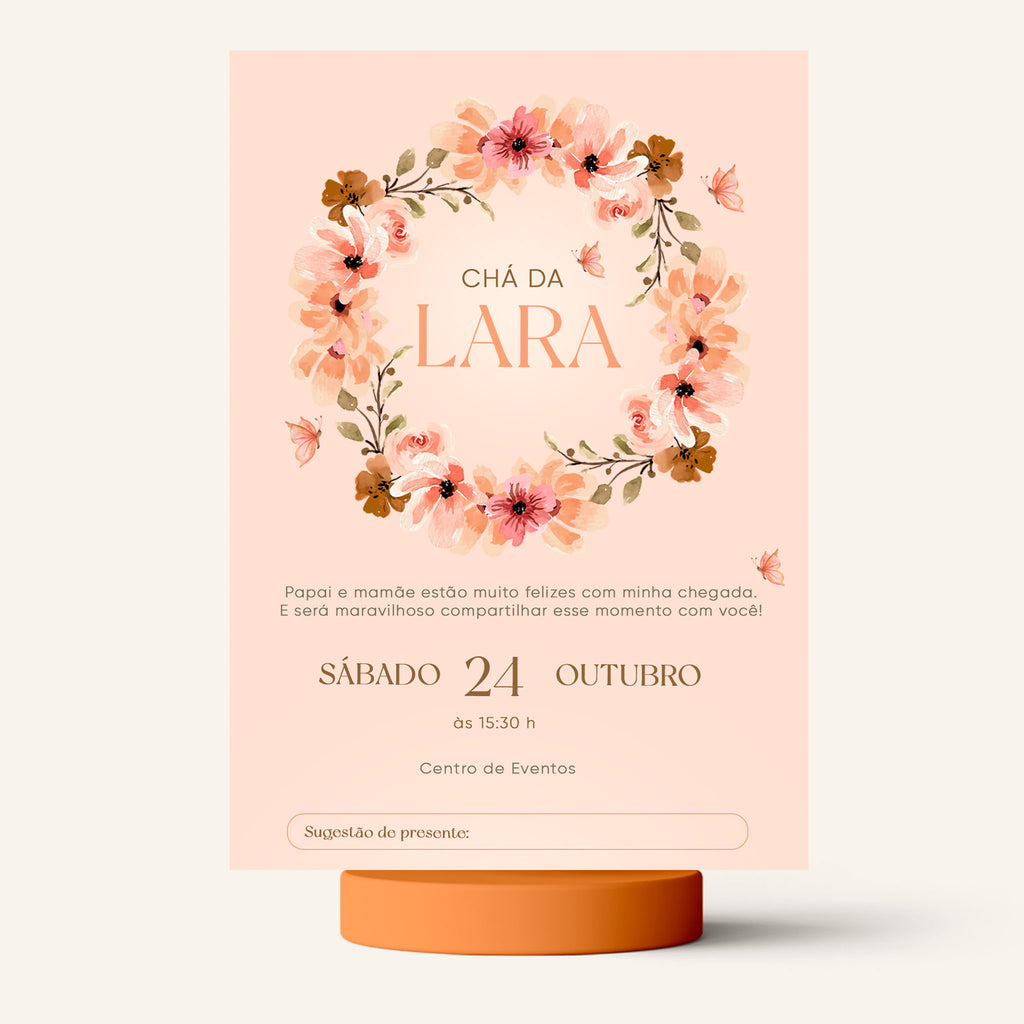 Invitación digital para baby shower con flores