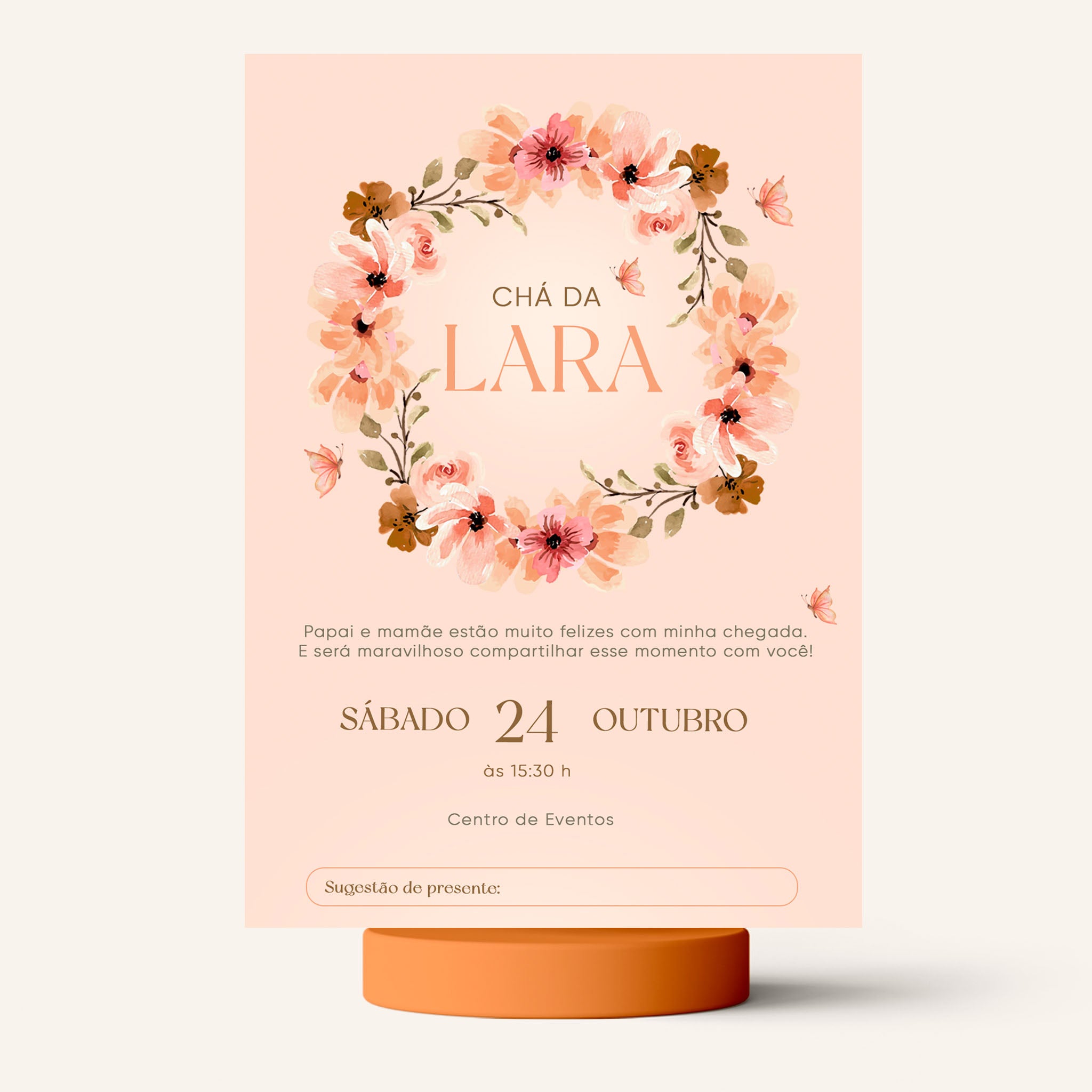 Invitación digital para baby shower con flores