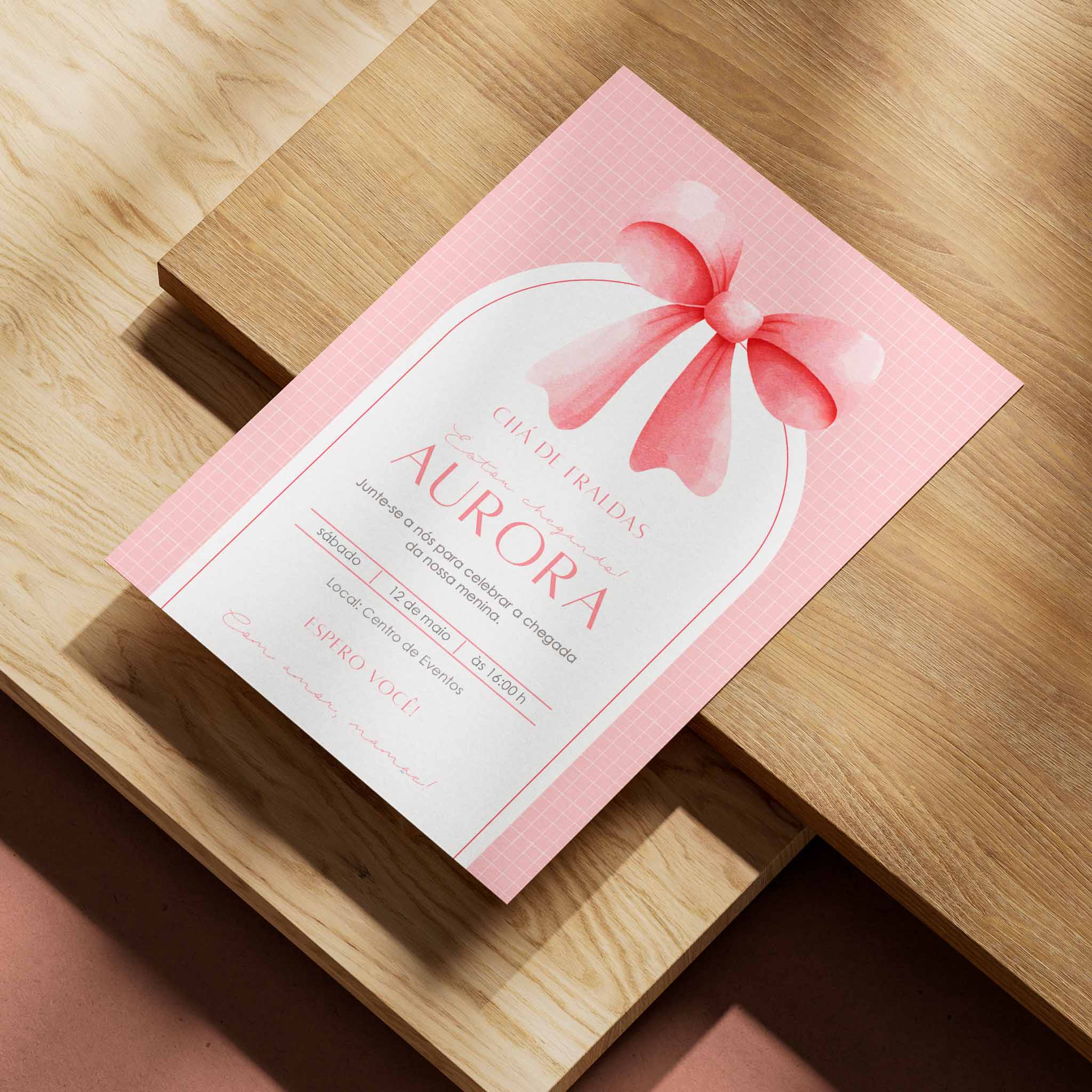 Invitación digital para baby shower con lazo