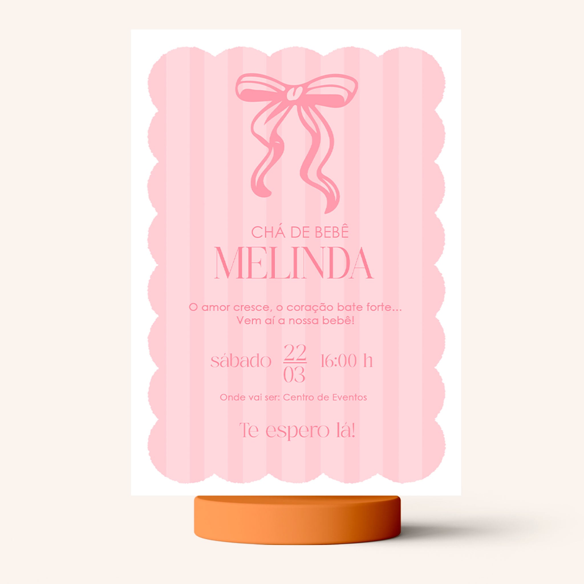 Invitación digital para baby shower con lazo