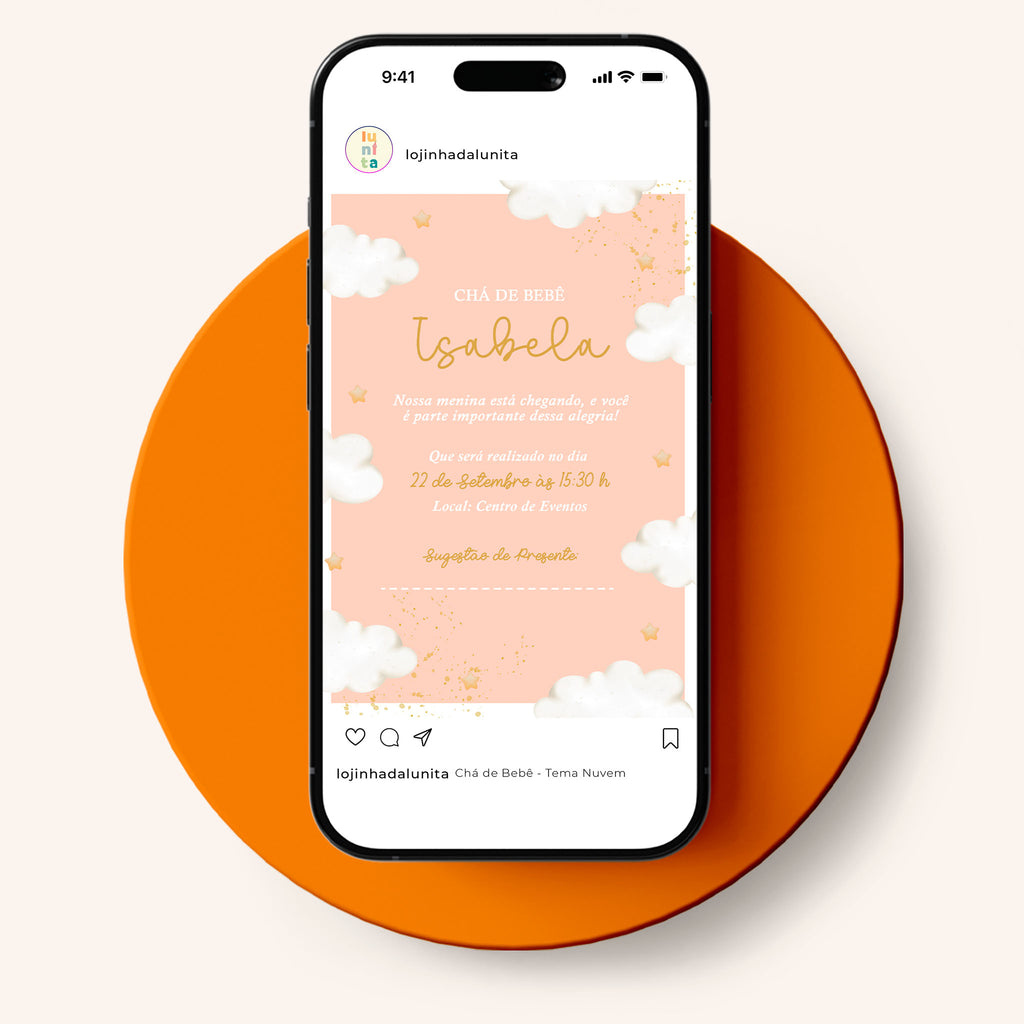 Convite Digital Chá de Bebê Nuvem