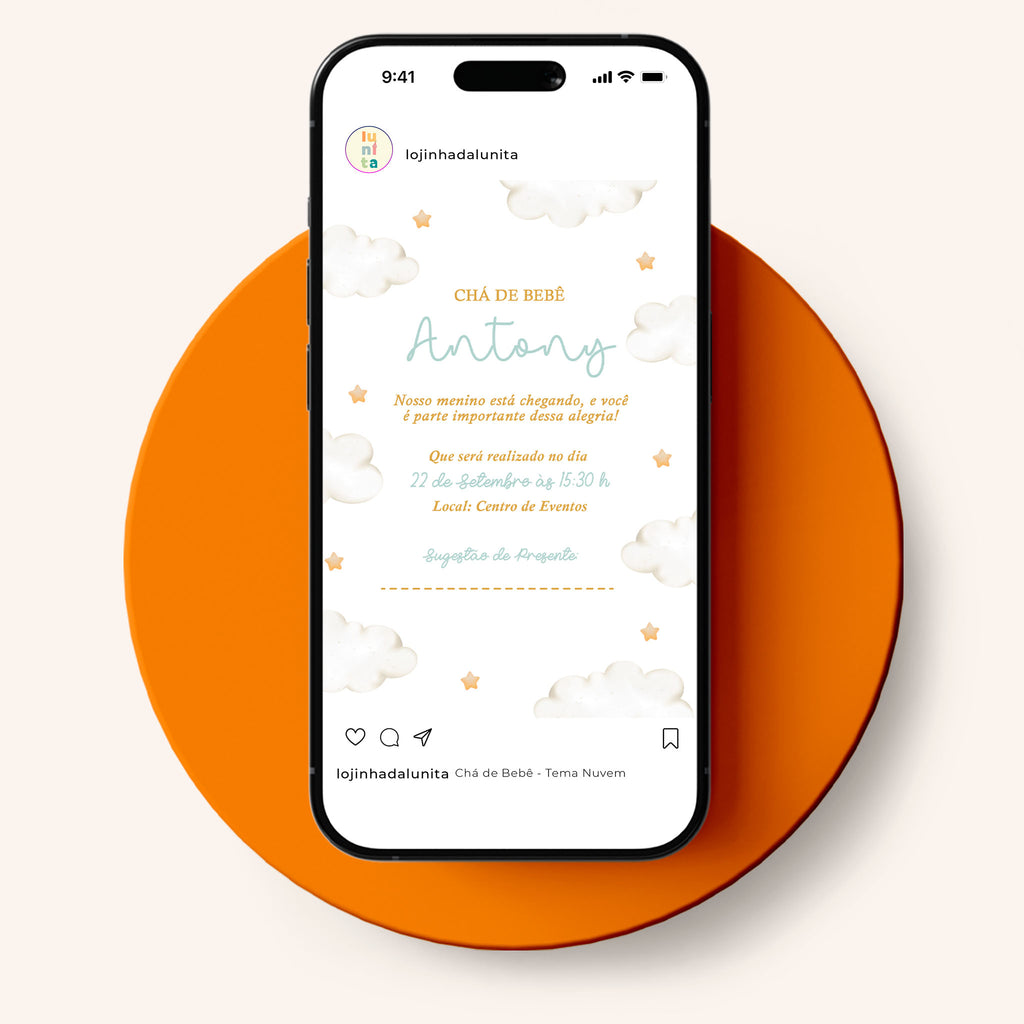 Convite Digital Chá de Bebê Nuvem
