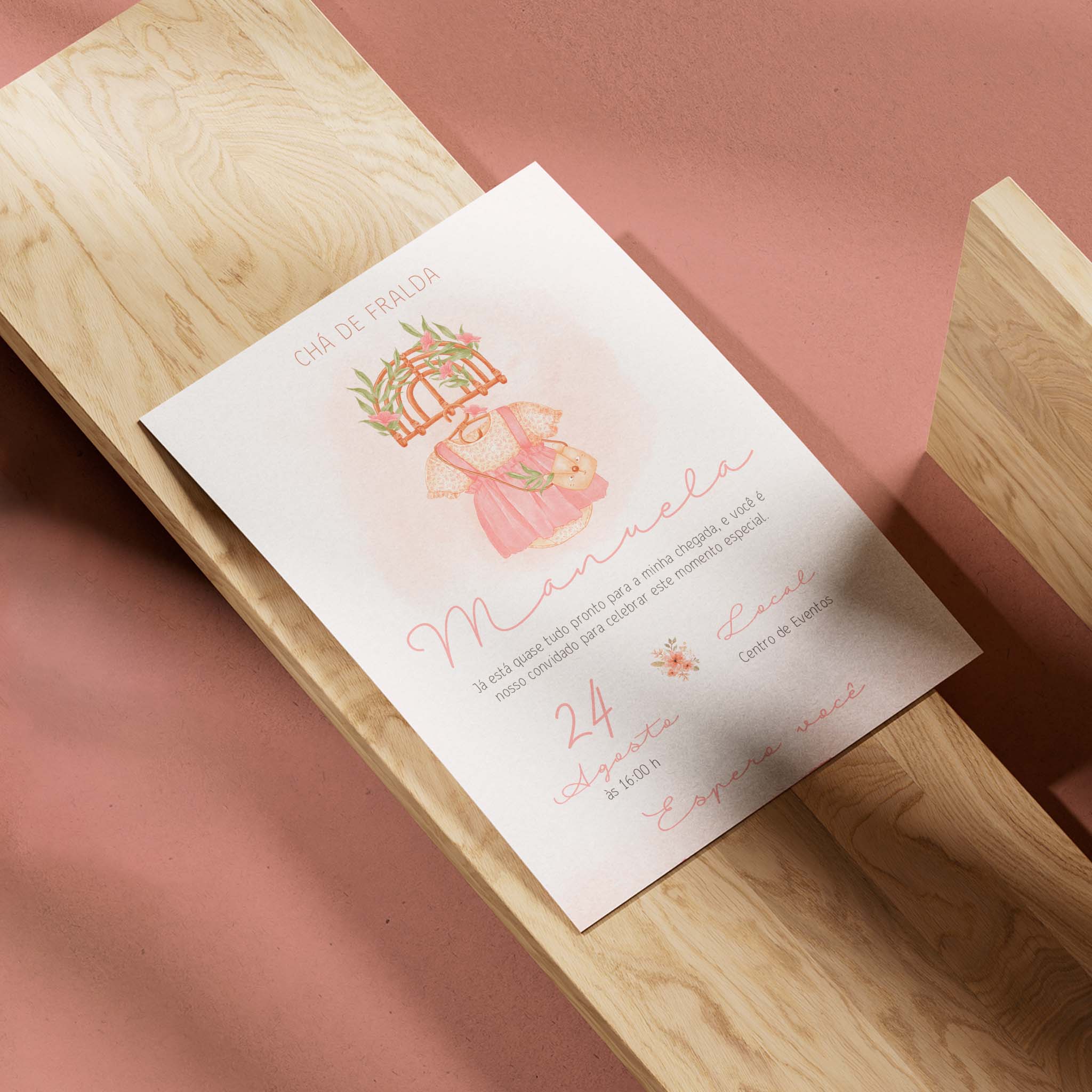 Traje de invitación digital para baby shower